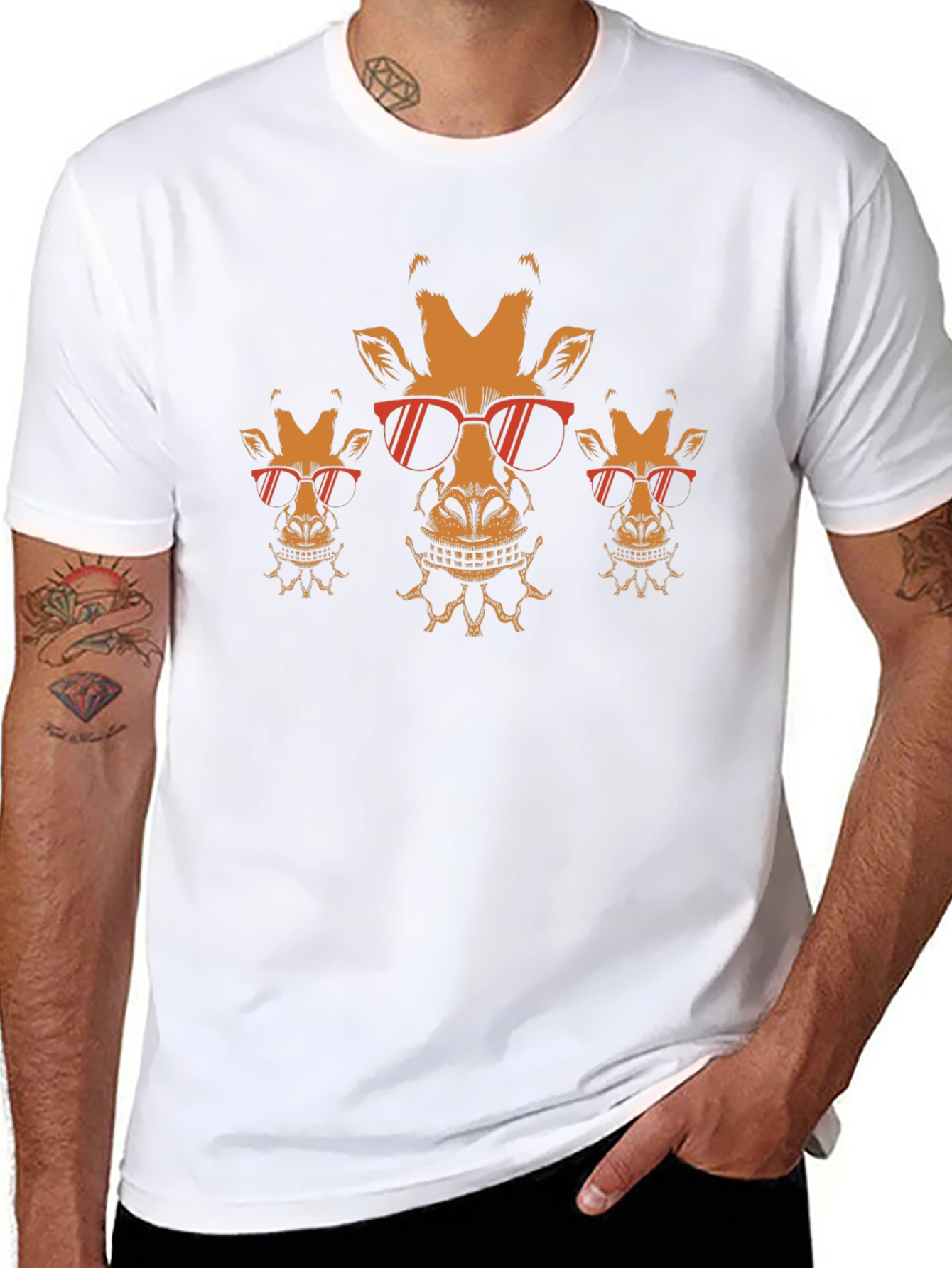 Cool Giraffe Graphic Tee - Black Cotton Blend