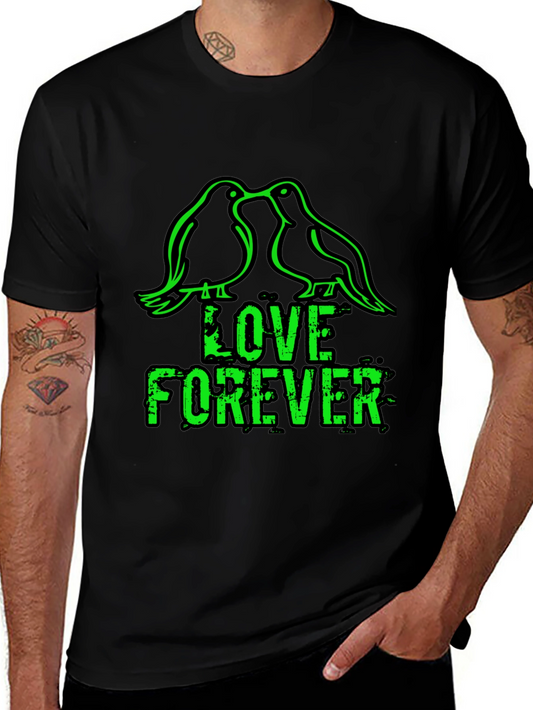 Love Forever T-Shirt - Birds & Grunge Style