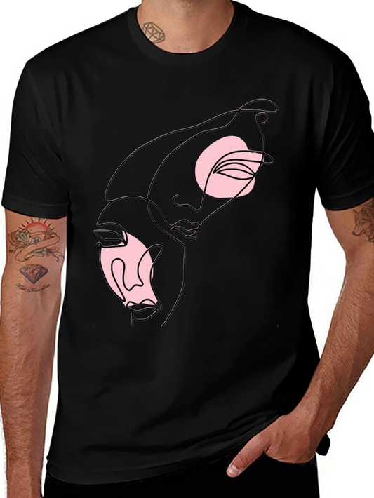 Abstract Faces Graphic Tee - Black
