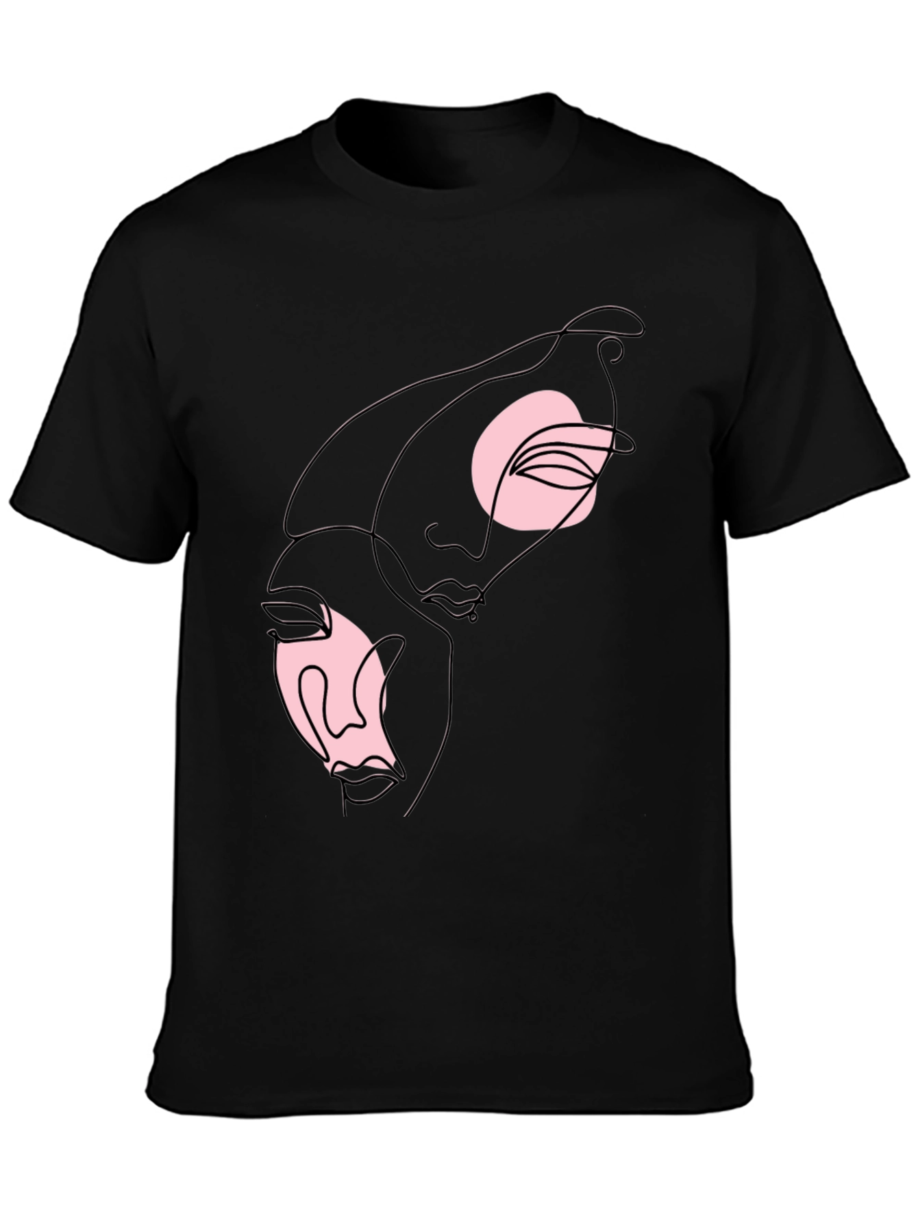 Abstract Faces Graphic Tee - Black