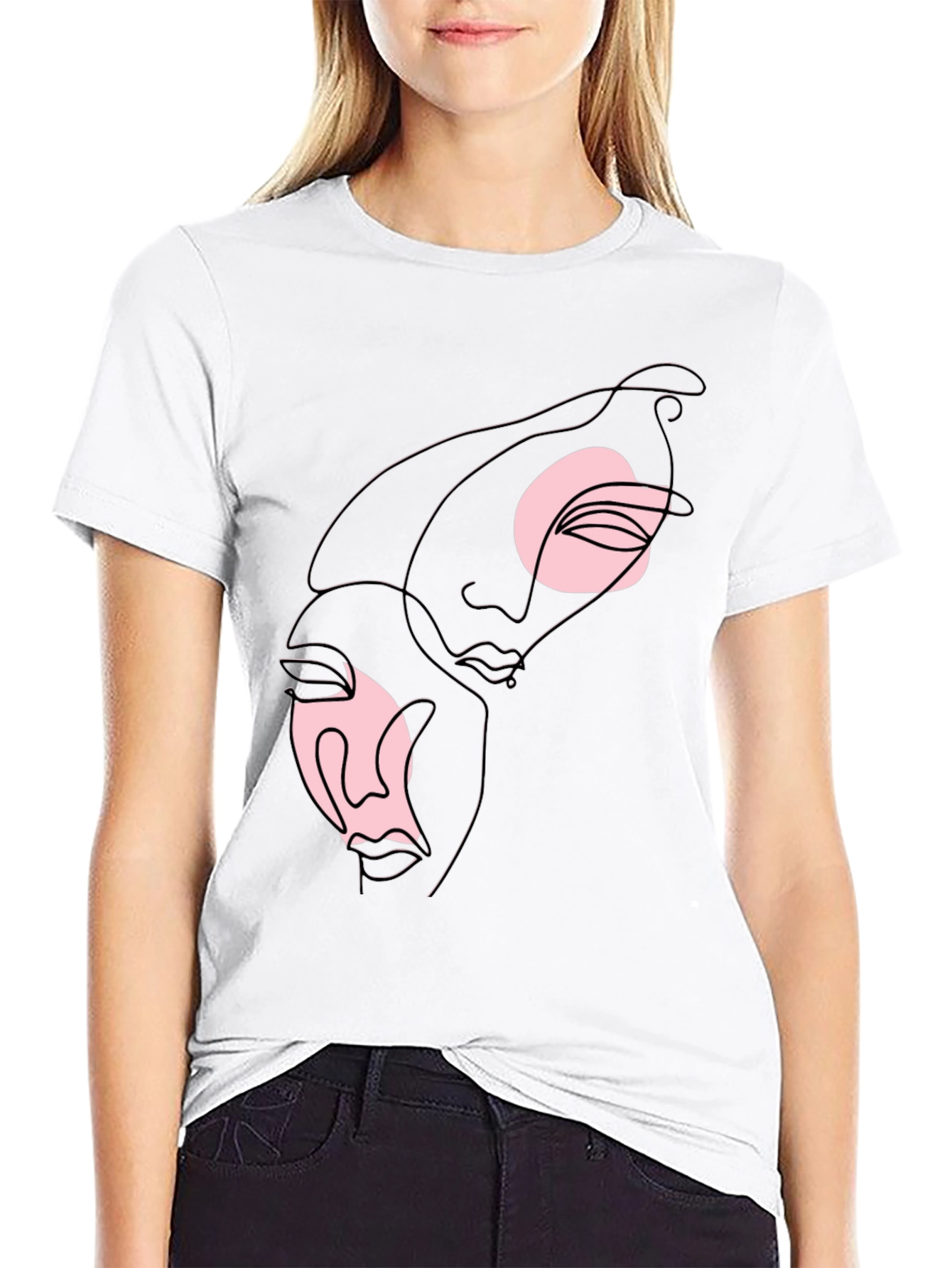Abstract Faces Graphic Tee - Black