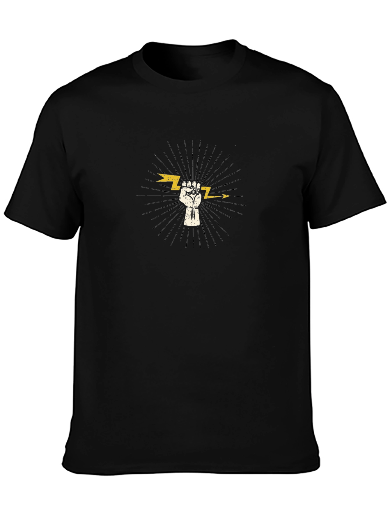 Empowered Bolt Graphic Tee - Black Cotton Crew Neck