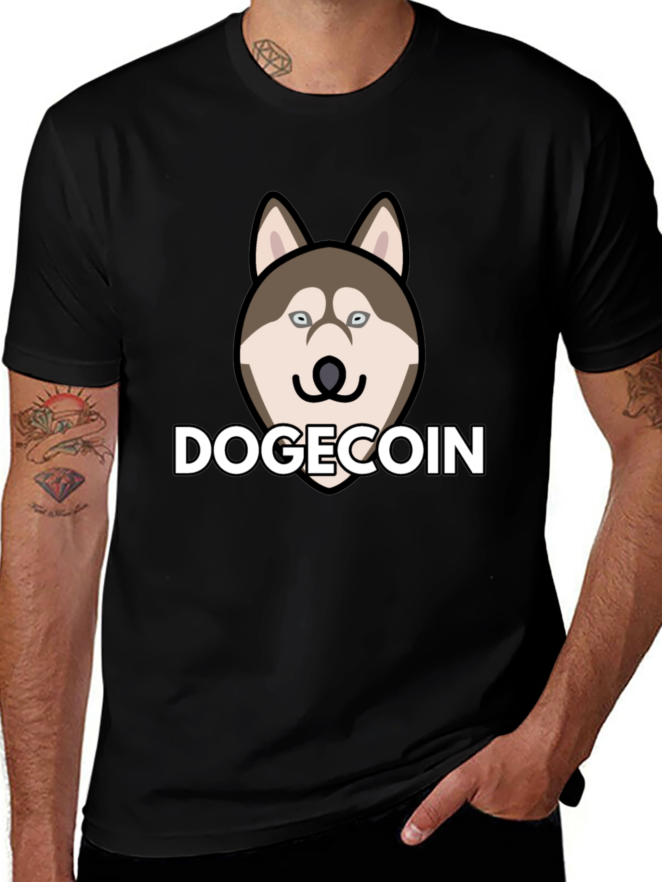Dogecoin Husky Black T-Shirt - Crypto Fashion