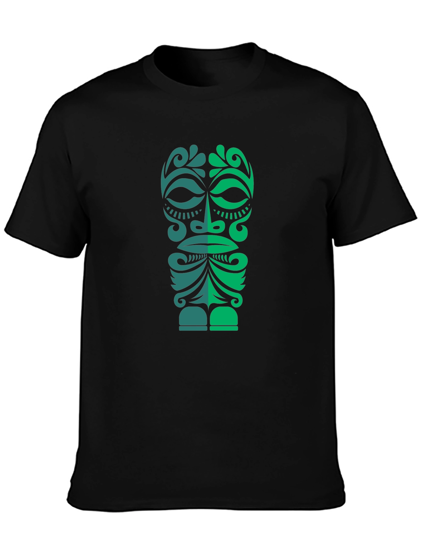 Tribal Tiki Mask Graphic Tee - Mens Black T-Shirt