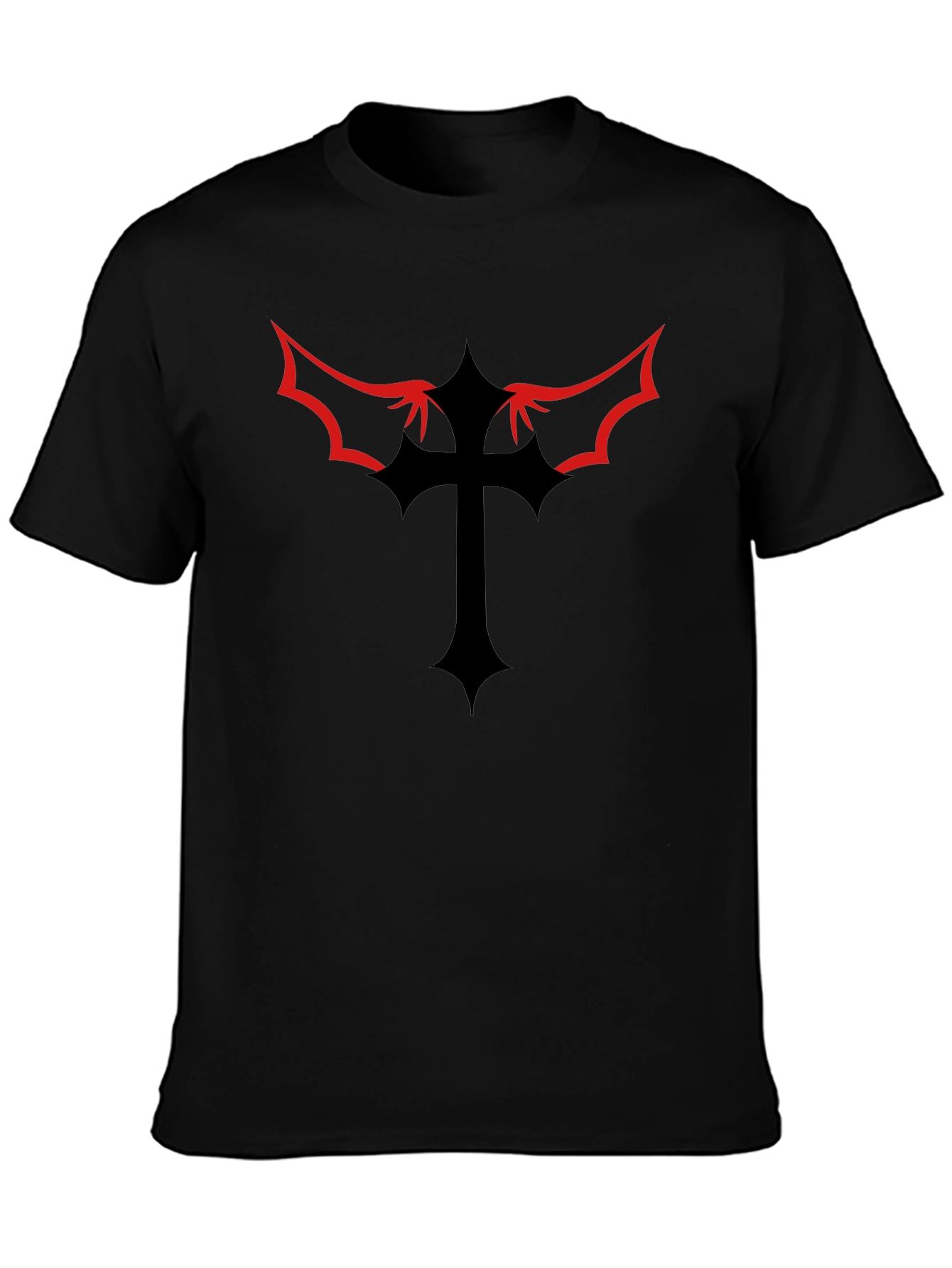 Gothic Cross Graphic Tee - Black