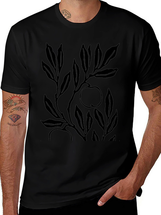 Stylish Black Apple Tree Graphic Tee for Men
