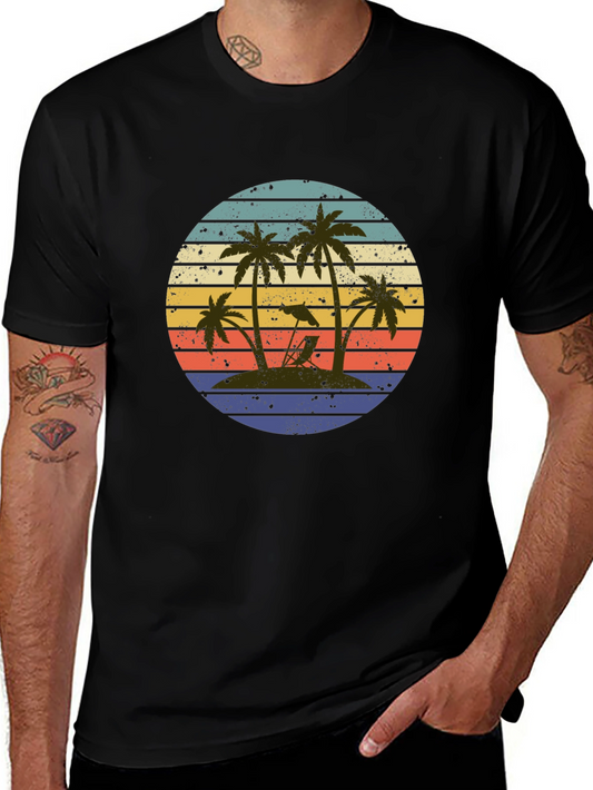 Retro Palm Tree Island T-Shirt - Vintage Beach Vibes
