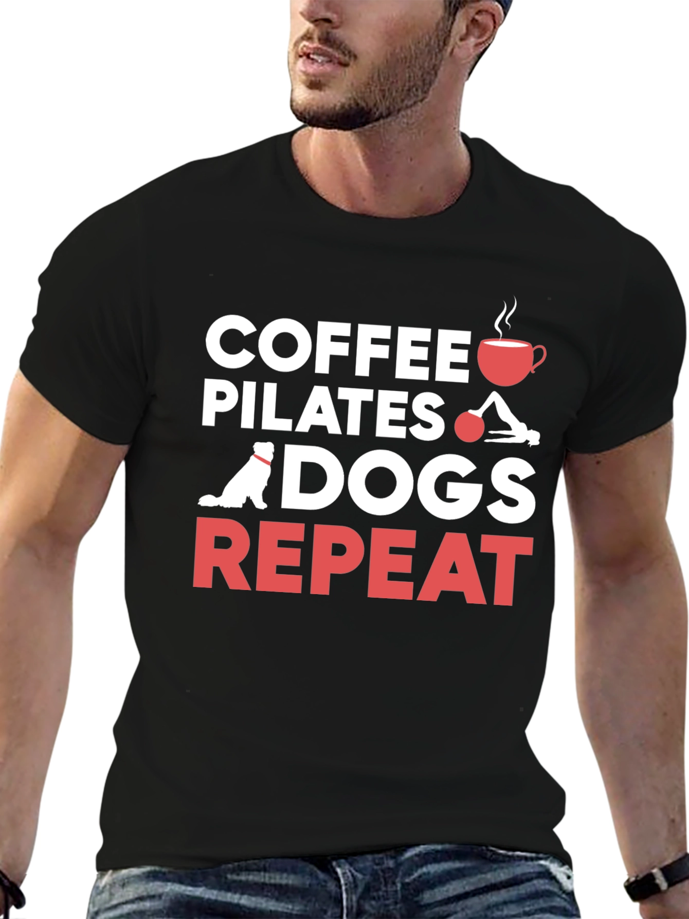 Coffee Pilates Dogs Repeat T-Shirt