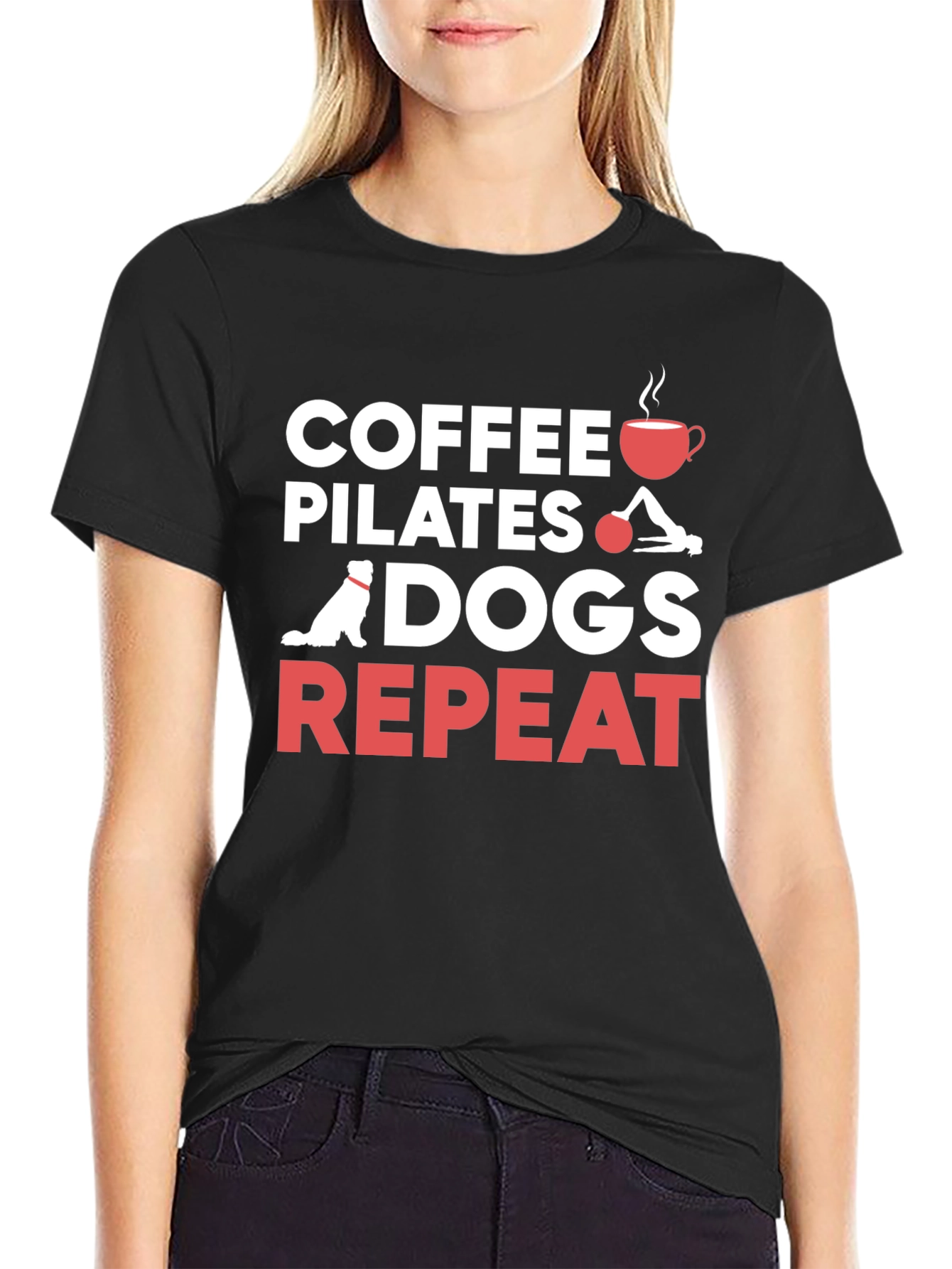 Coffee Pilates Dogs Repeat T-Shirt