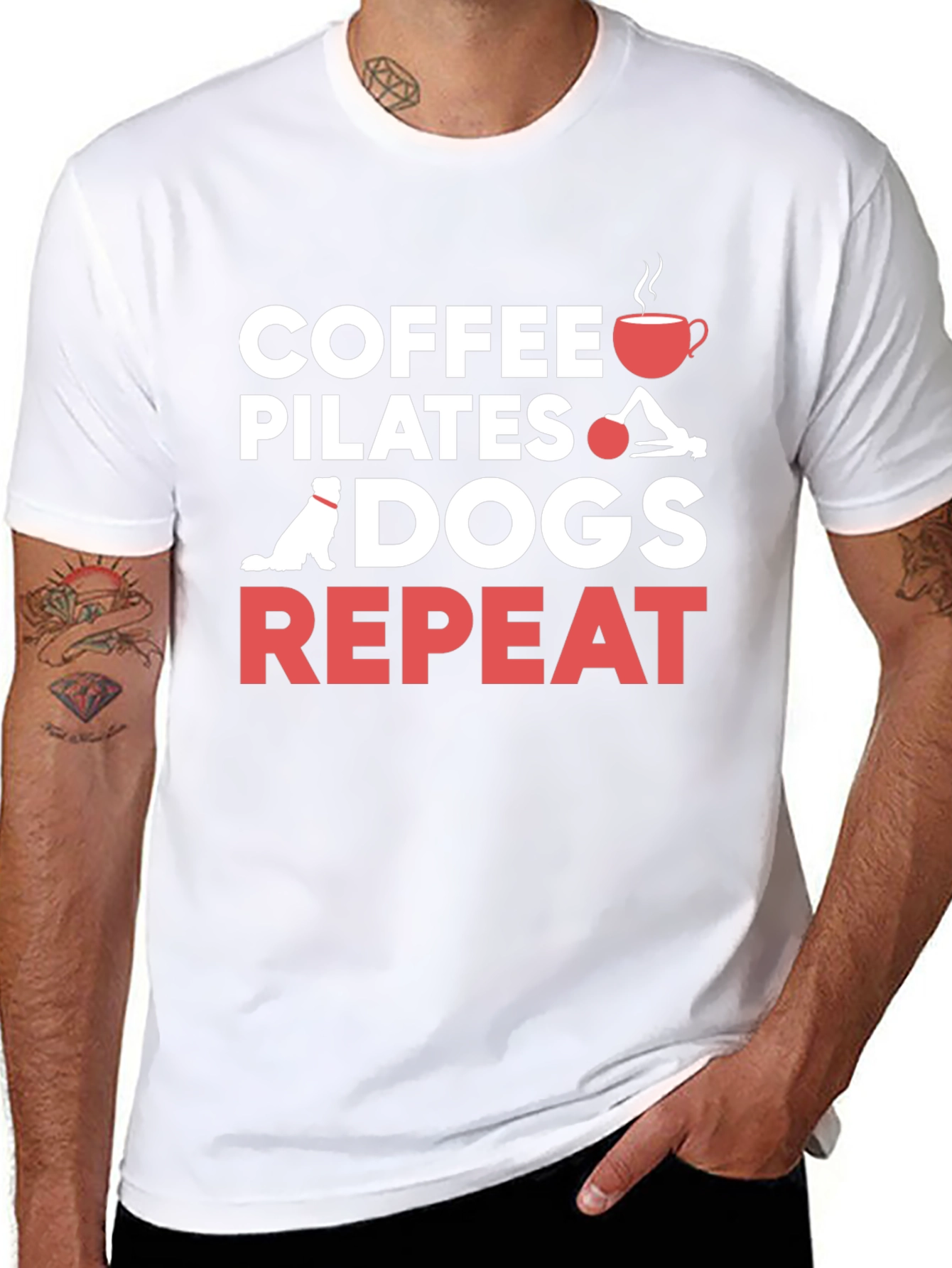 Coffee Pilates Dogs Repeat T-Shirt