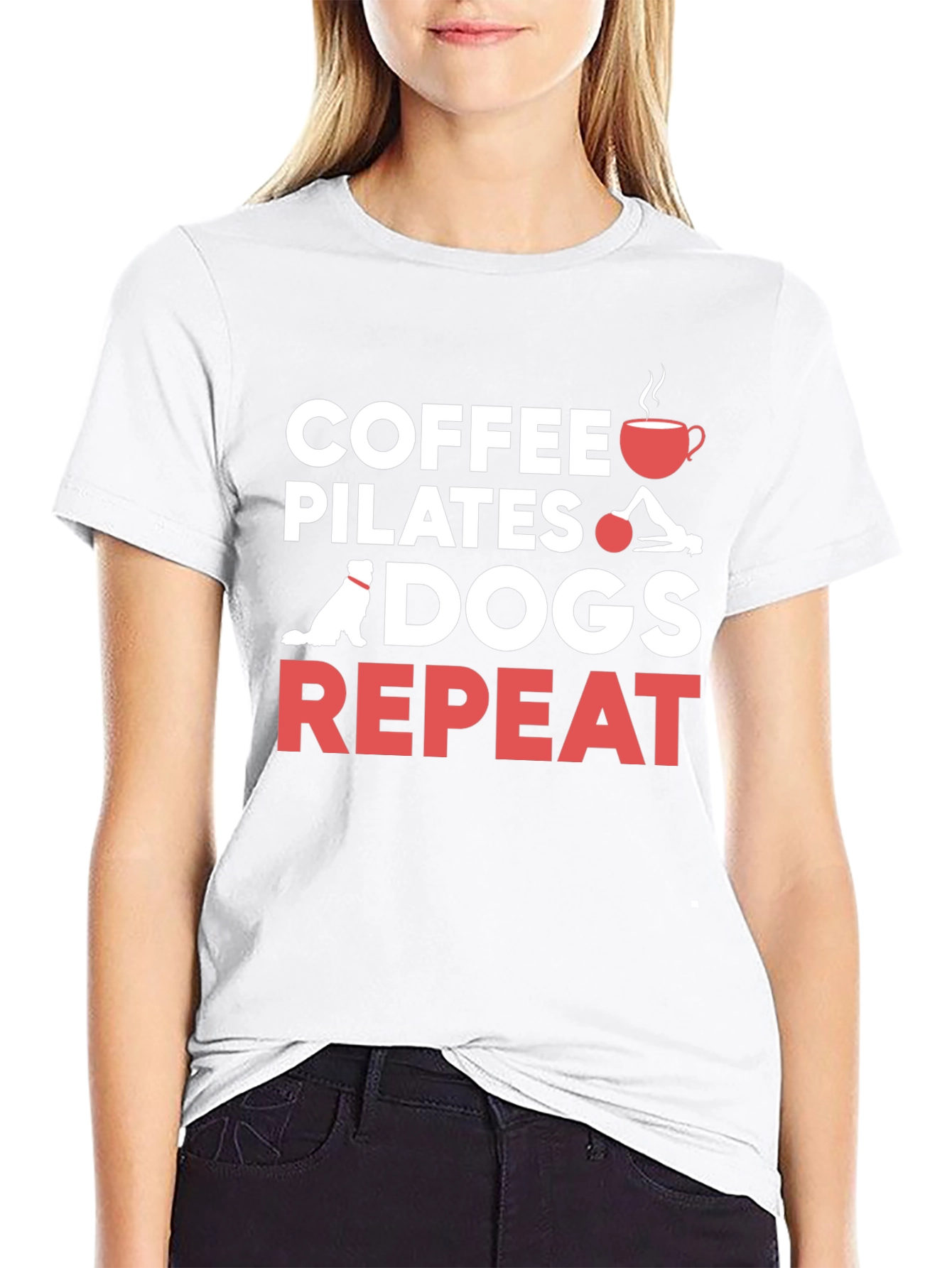 Coffee Pilates Dogs Repeat T-Shirt