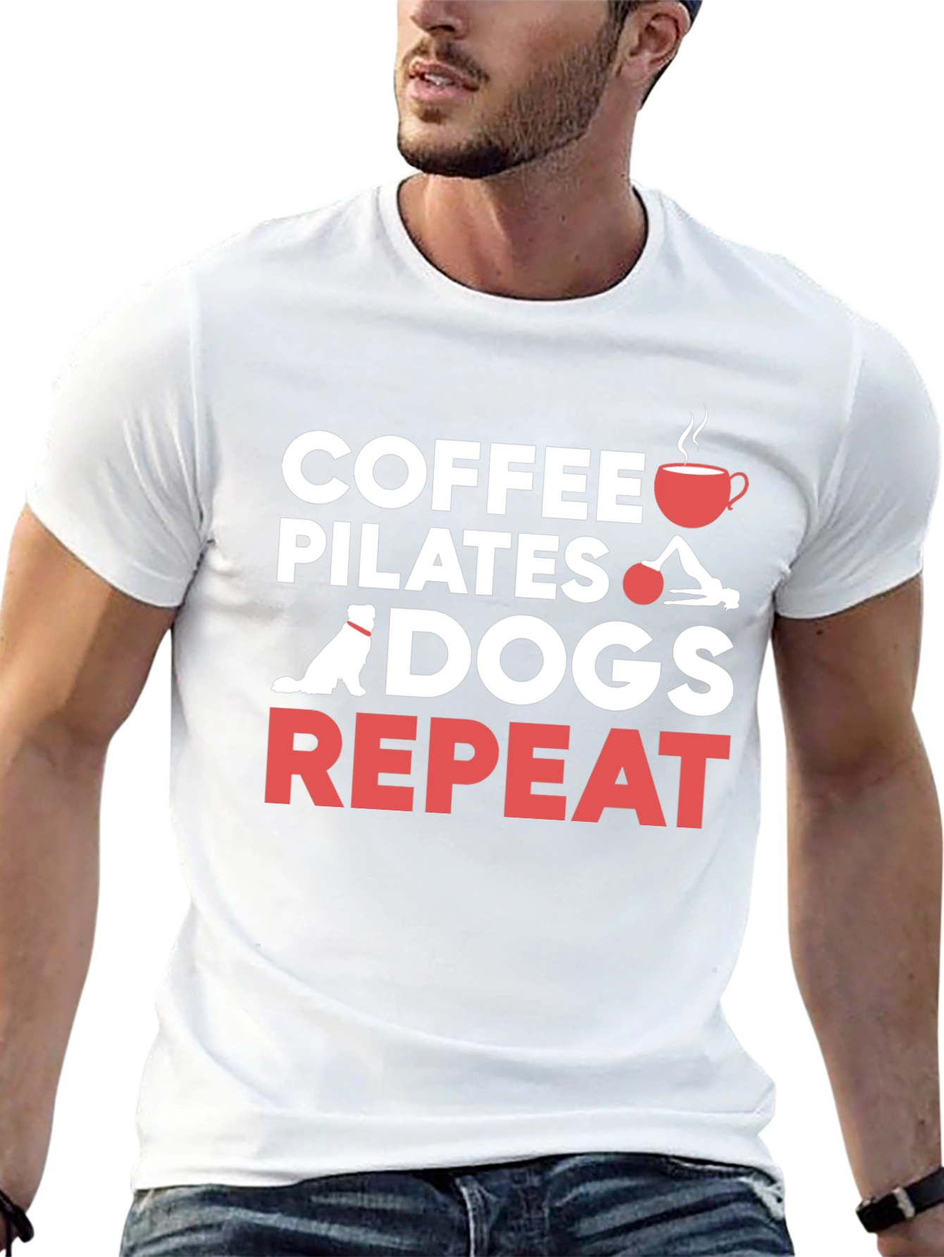 Coffee Pilates Dogs Repeat T-Shirt