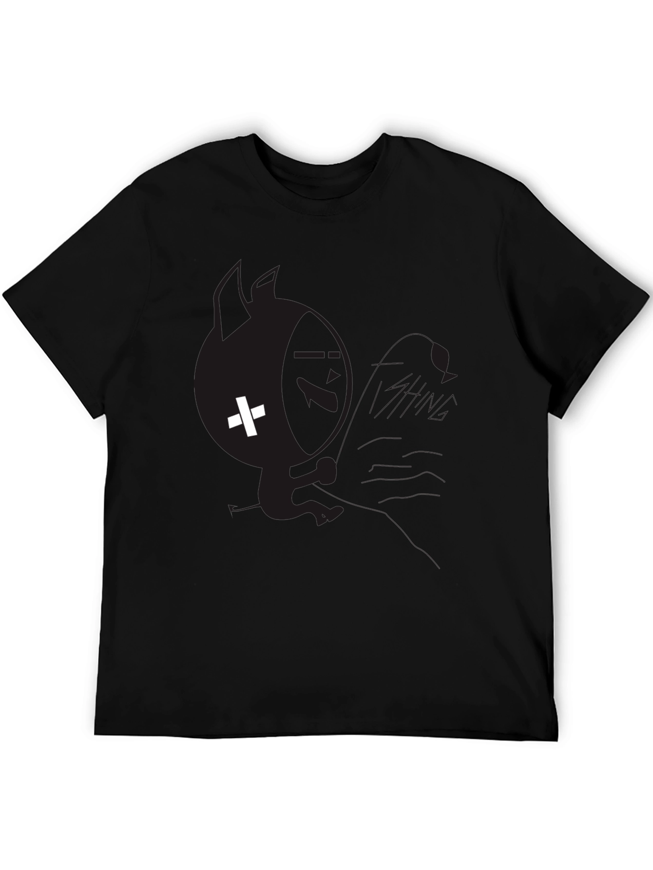 Mens Black Graphic T-Shirt with White Plus Design