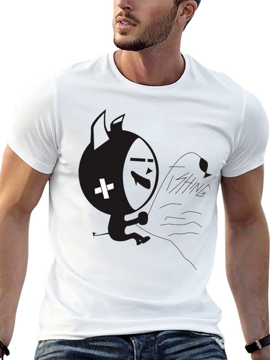 Mens Black Graphic T-Shirt with White Plus Design