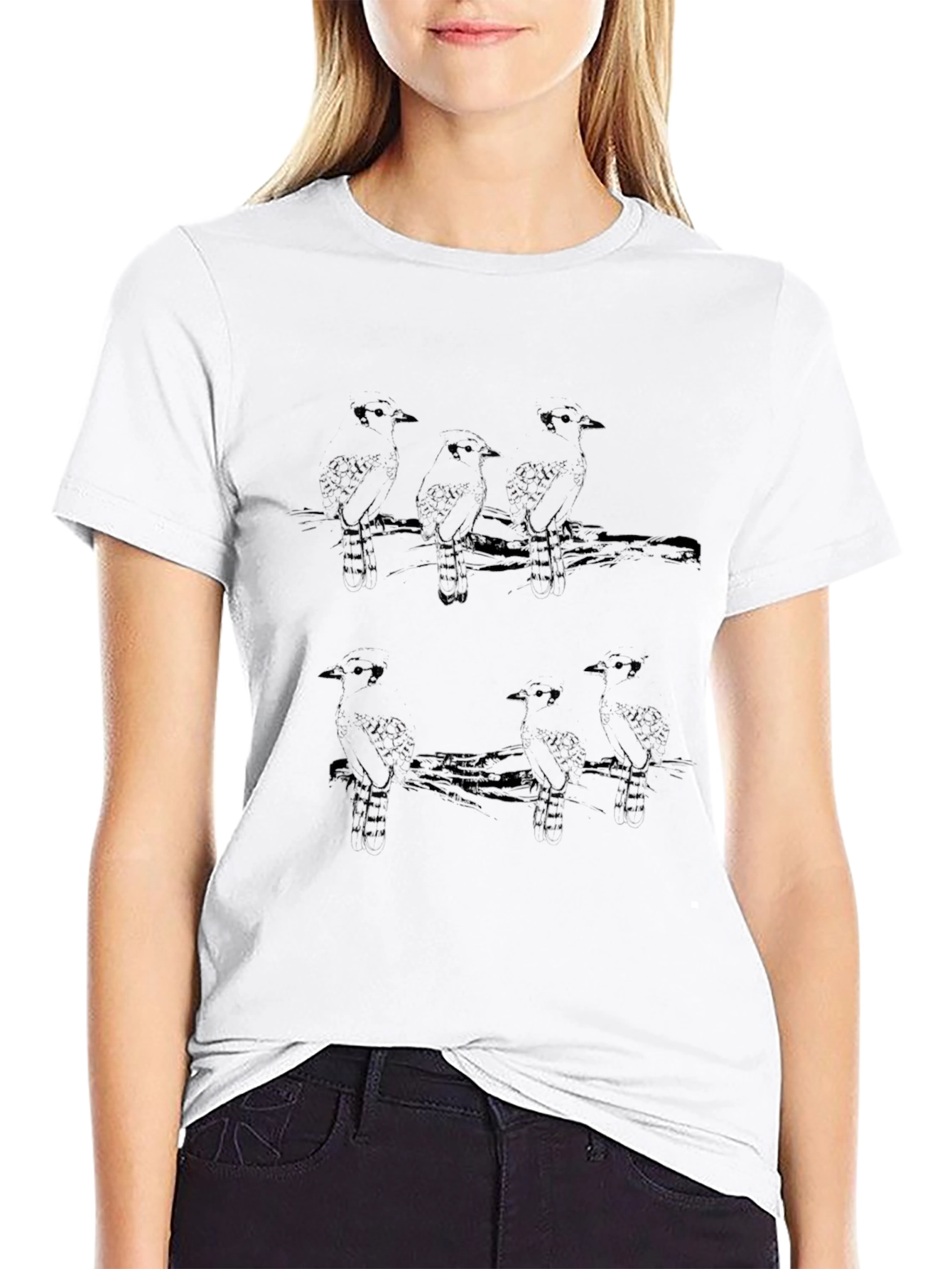Black T-Shirt with Bird Graphic Design