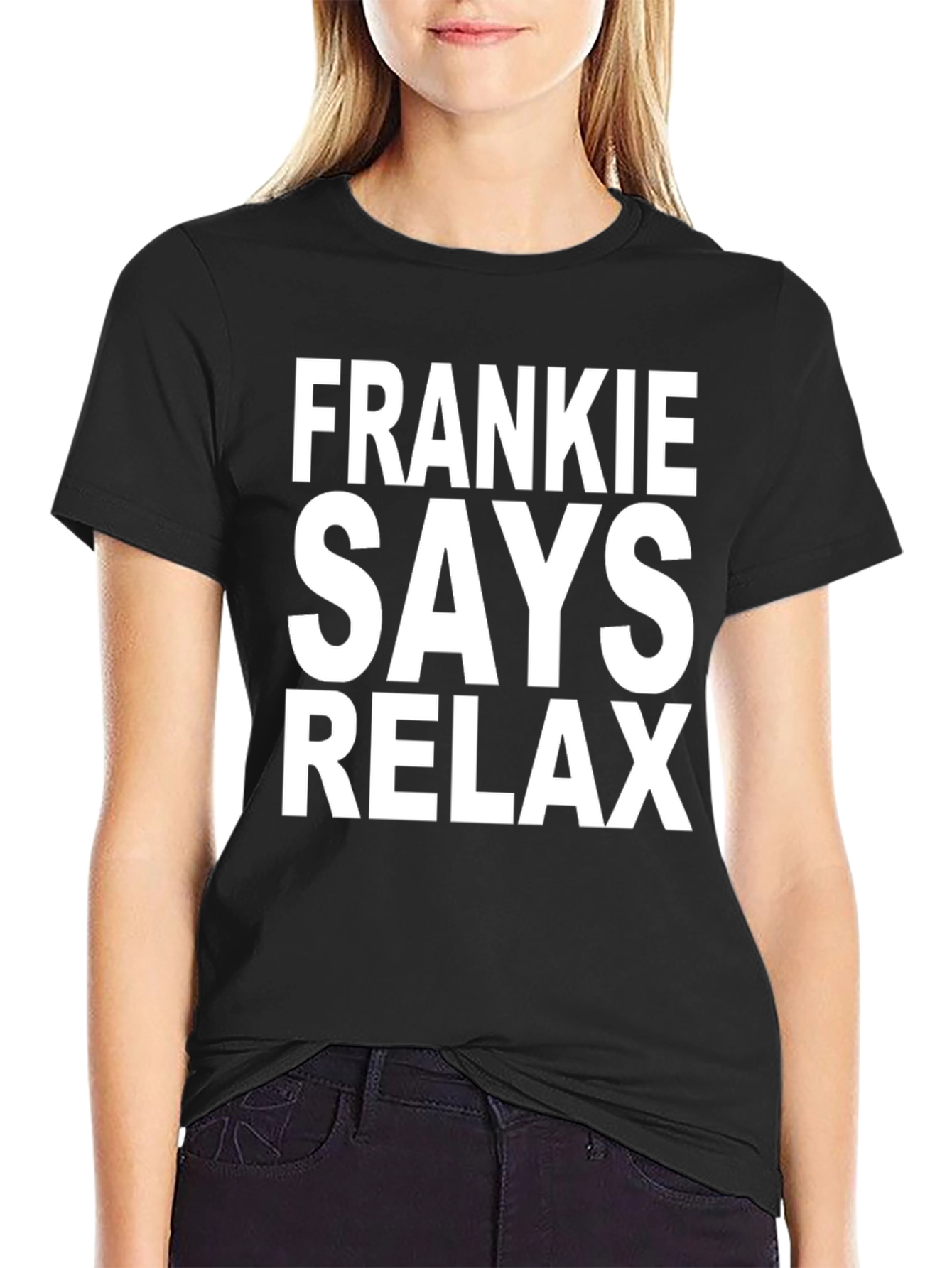 Frankie Says Relax Graphic Tee - Black Cotton T-Shirt