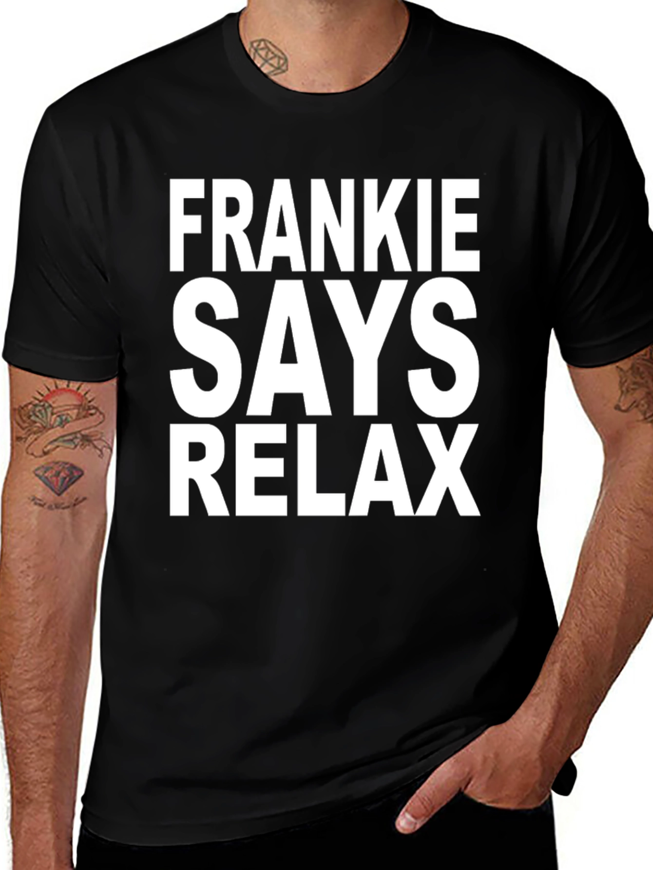 Frankie Says Relax Graphic Tee - Black Cotton T-Shirt