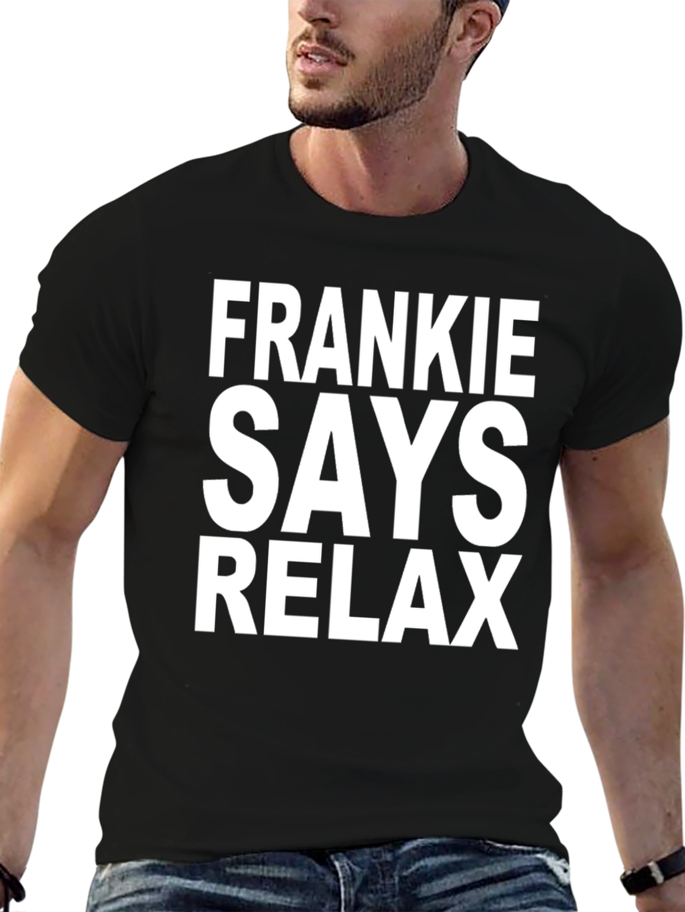 Frankie Says Relax Graphic Tee - Black Cotton T-Shirt