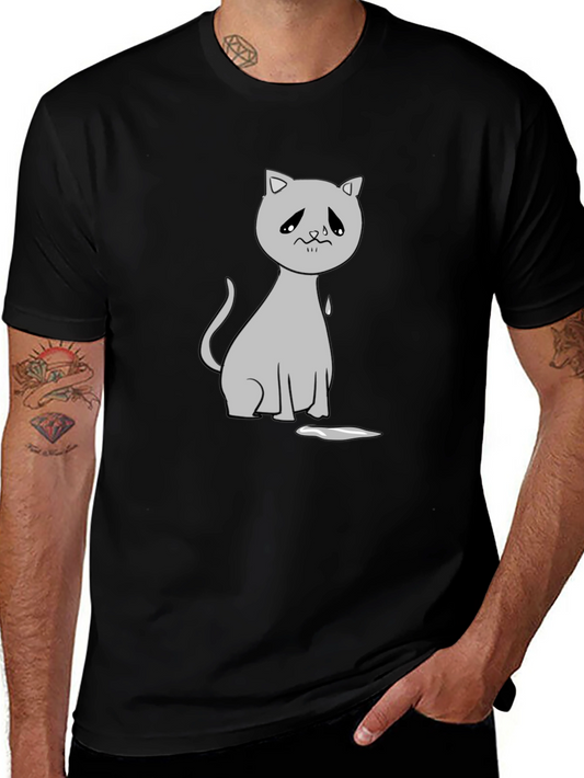 Sad Cat Graphic Tee - Unisex Black T-Shirt