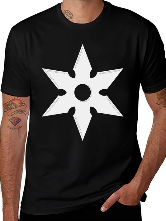 Ninja Star Graphic Tee - Black Cotton T-Shirt