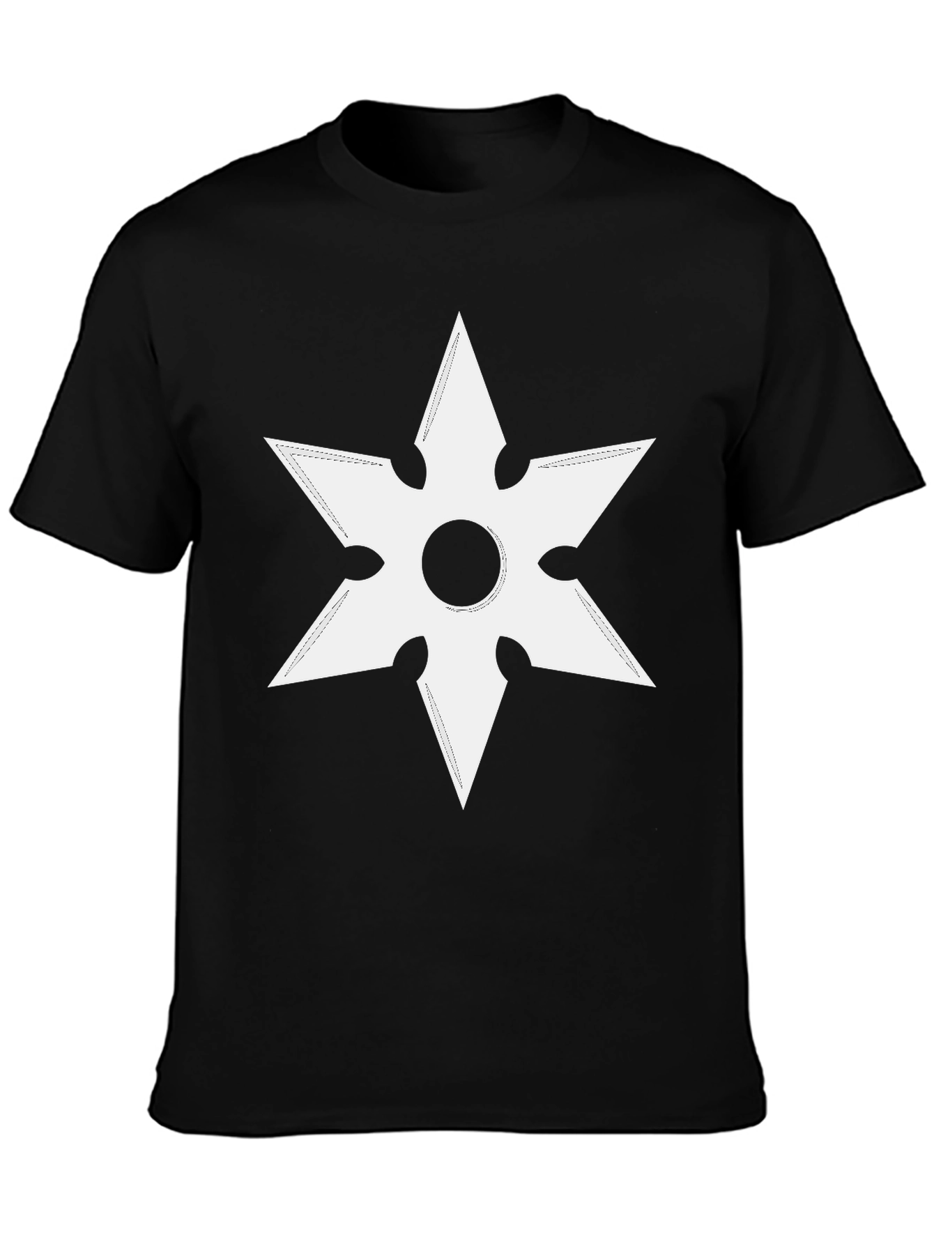 Ninja Star Graphic Tee - Black Cotton T-Shirt