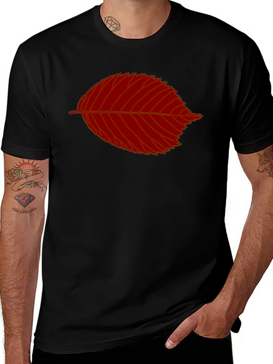 Red Leaf Graphic Black T-Shirt