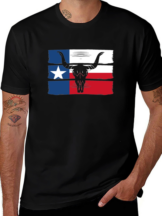 Texas Flag Bull Skull Graphic Tee
