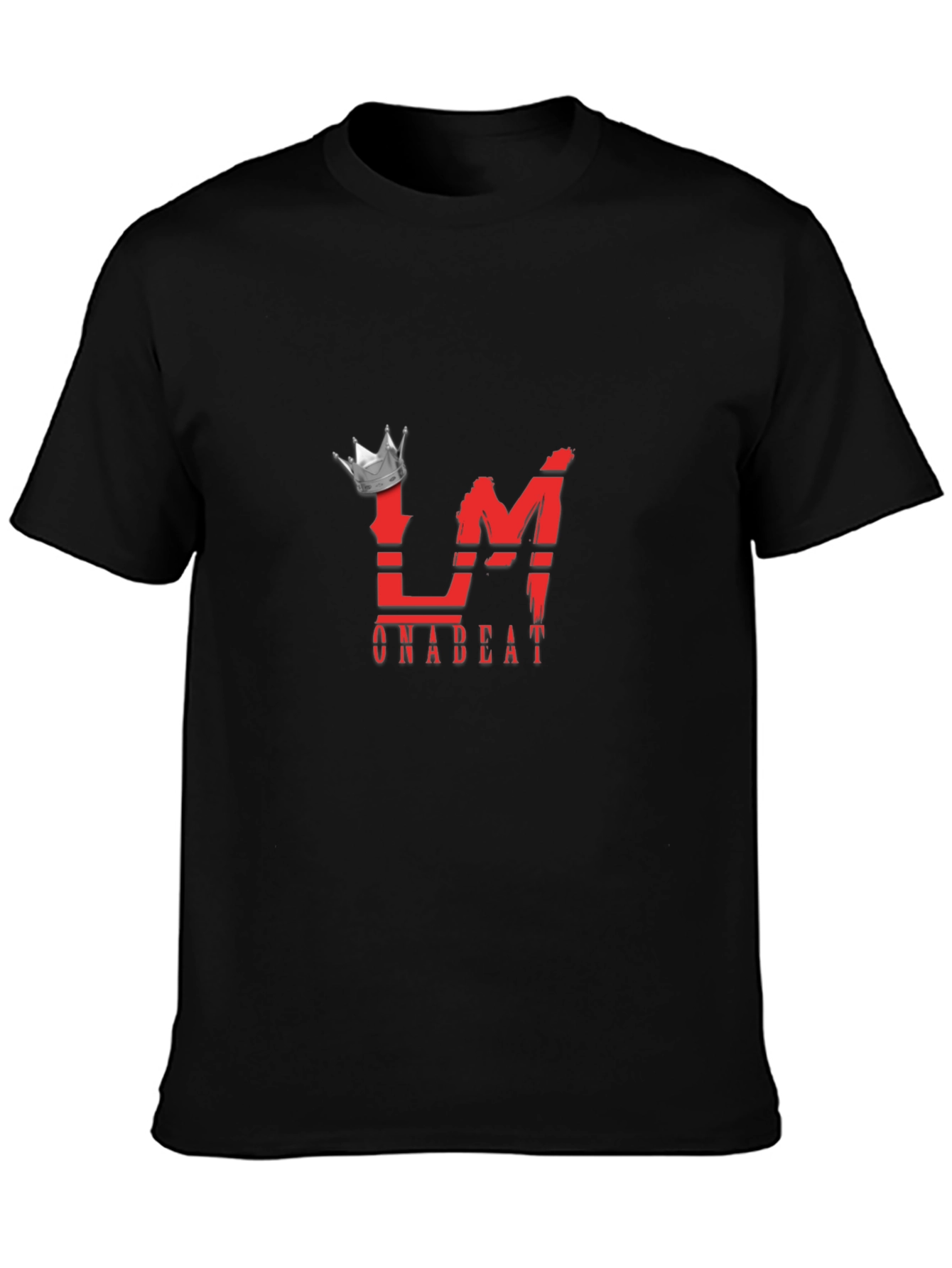 Mens Black Graphic Tee - Crown LM Onabeat Design