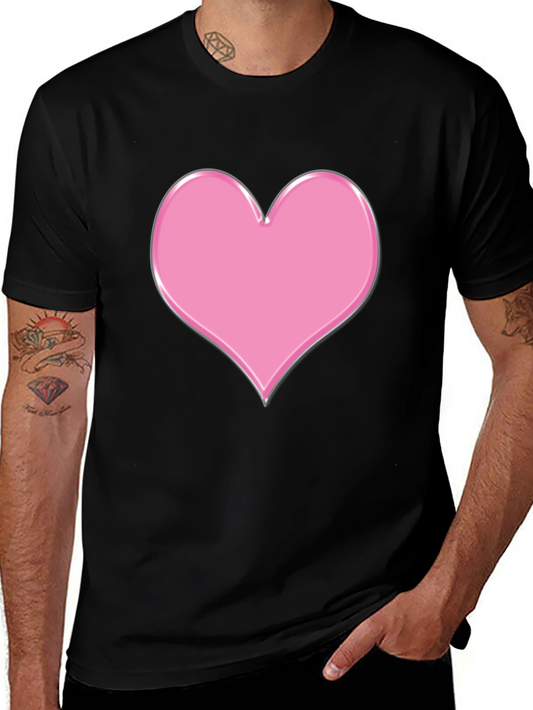 Pink Heart Graphic Black T-Shirt