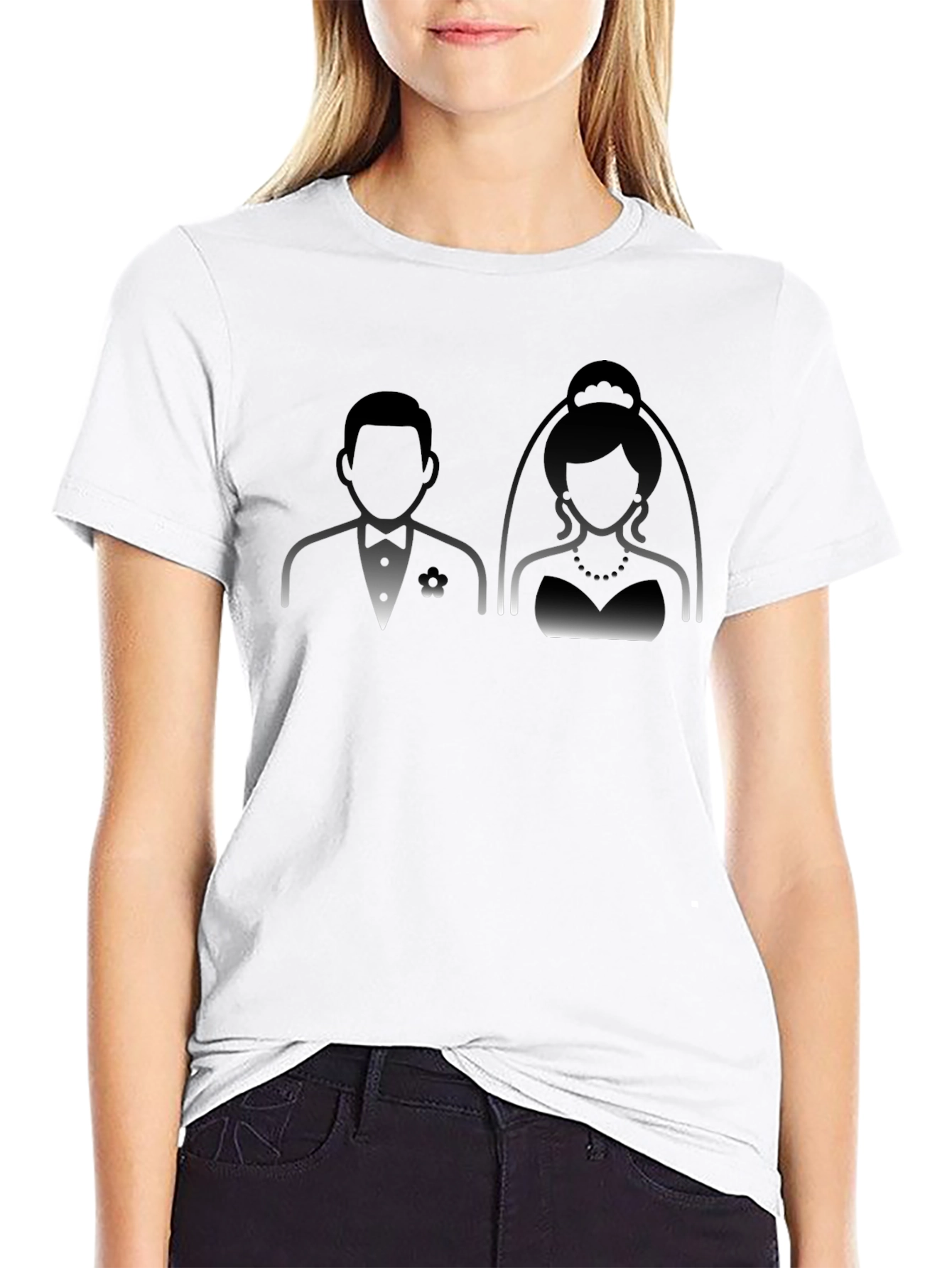 Bride and Groom Graphic Tee - Black Cotton T-Shirt