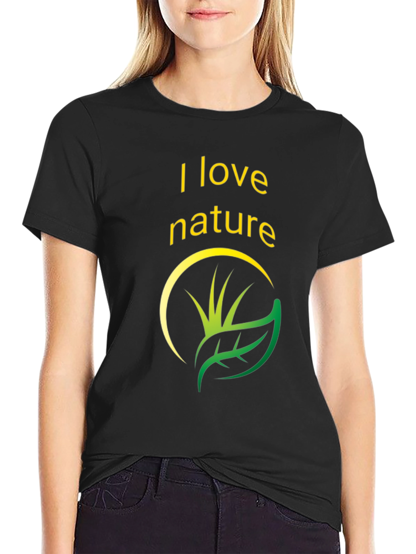 I Love Nature Black Graphic T-Shirt