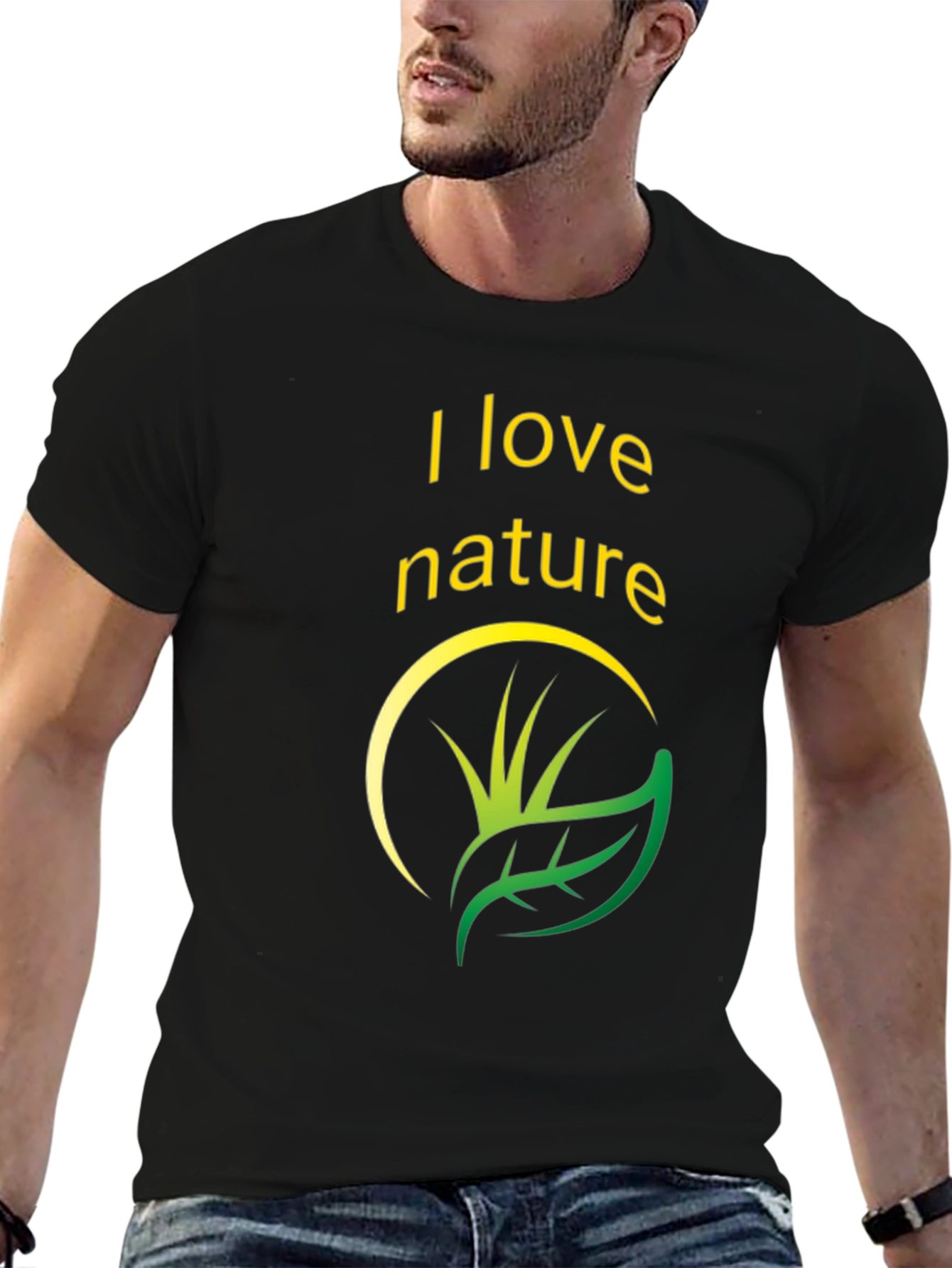 I Love Nature Black Graphic T-Shirt