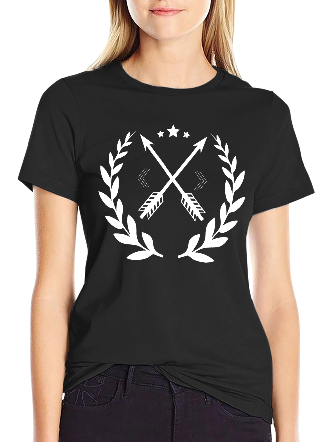 Mens Black Arrow Wreath Graphic Tee
