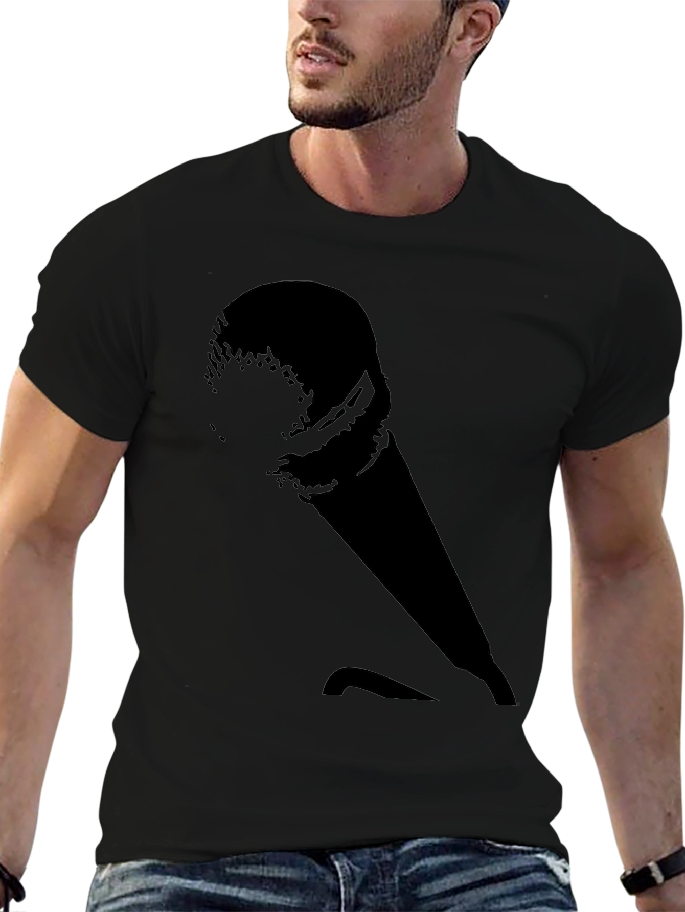 Retro Microphone Graphic Tee - Black