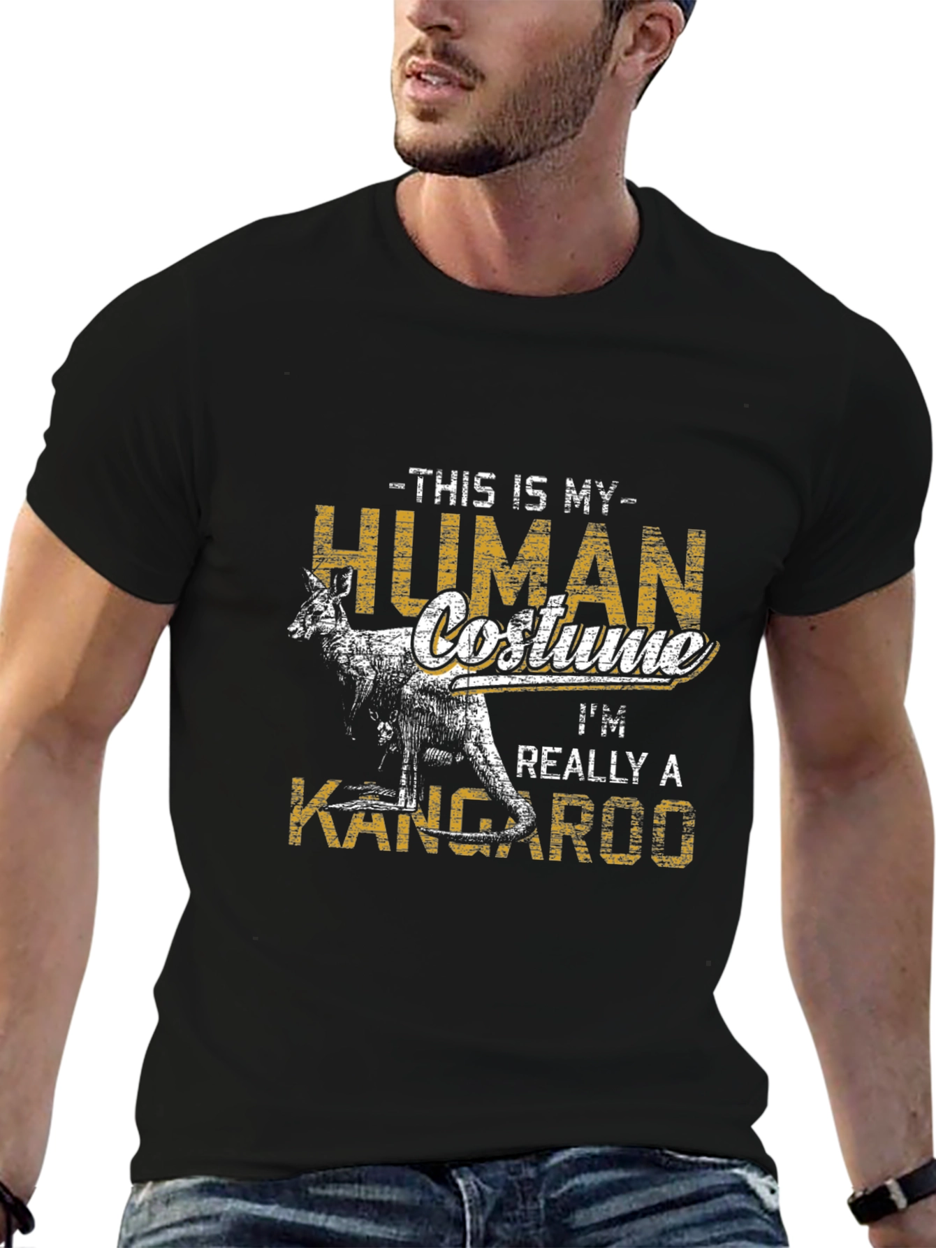 Funny Kangaroo Human Costume Graphic T-Shirt