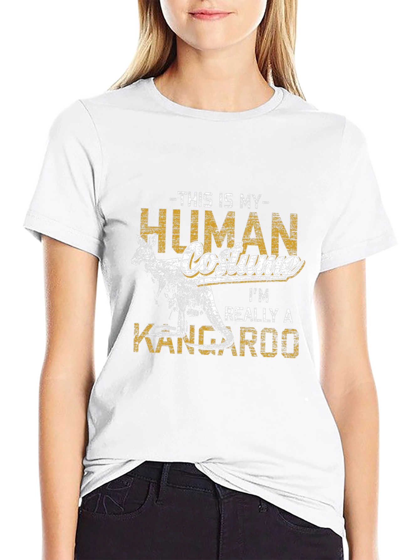 Funny Kangaroo Human Costume Graphic T-Shirt
