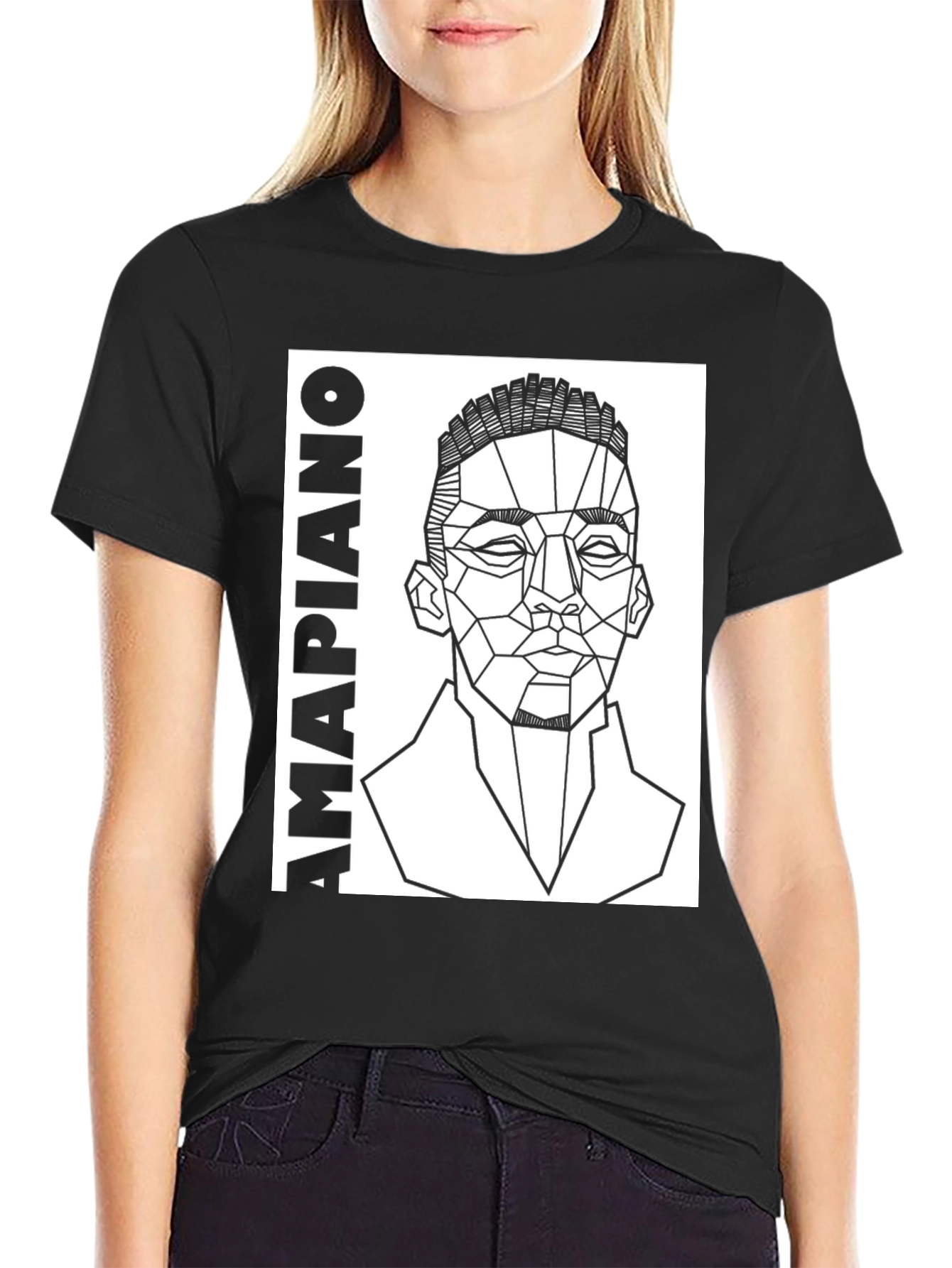 Amapiano Geometric Portrait T-Shirt