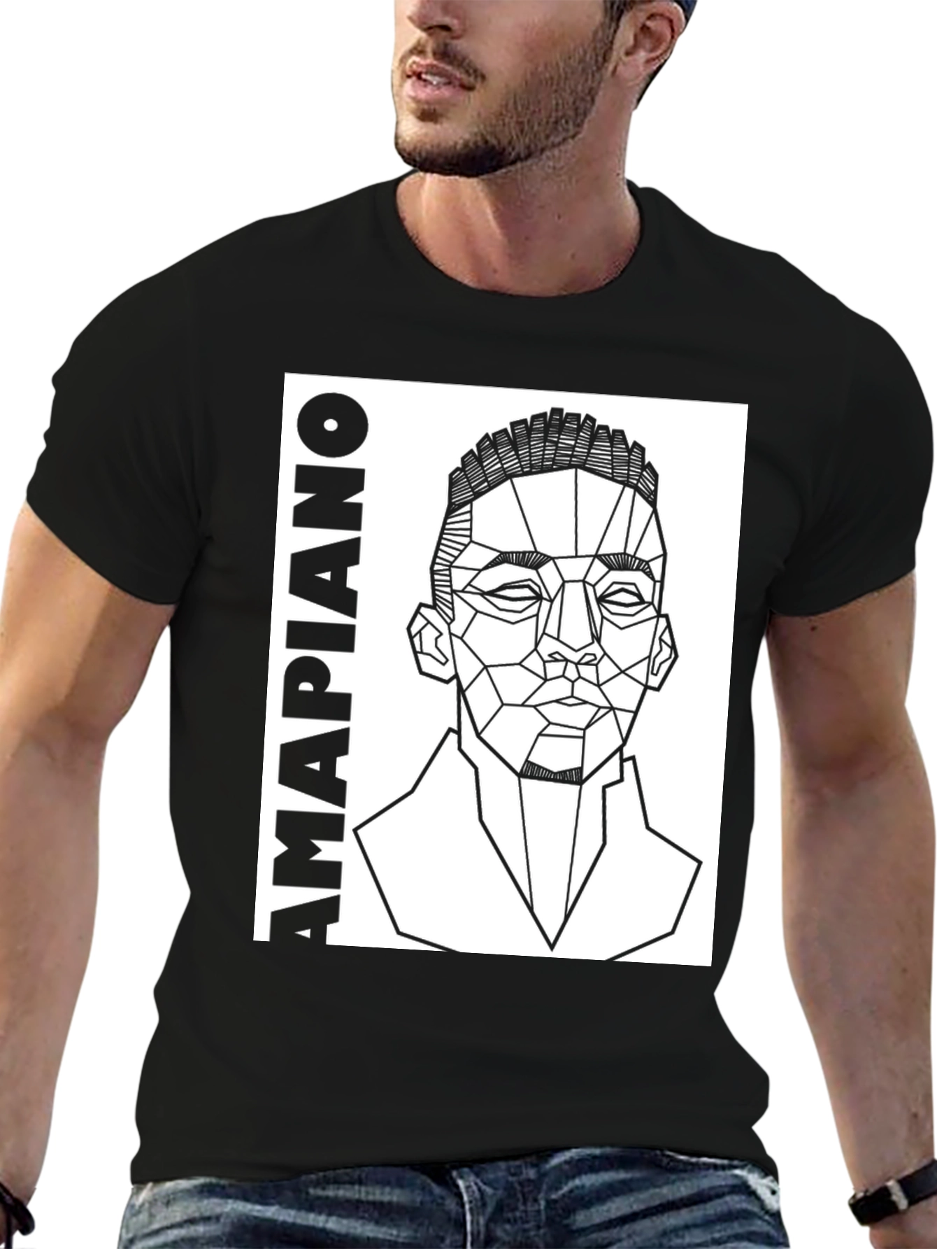 Amapiano Geometric Portrait T-Shirt