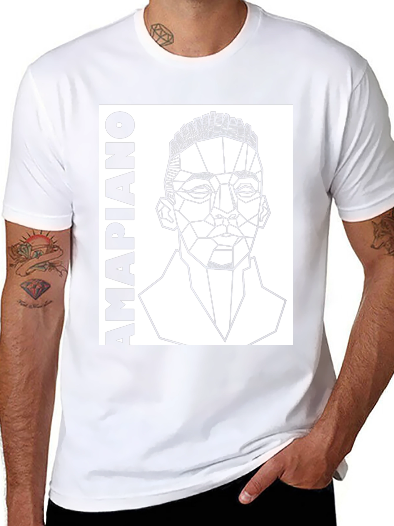 Amapiano Geometric Portrait T-Shirt