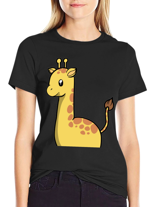 Cute Giraffe Graphic Tee - Black