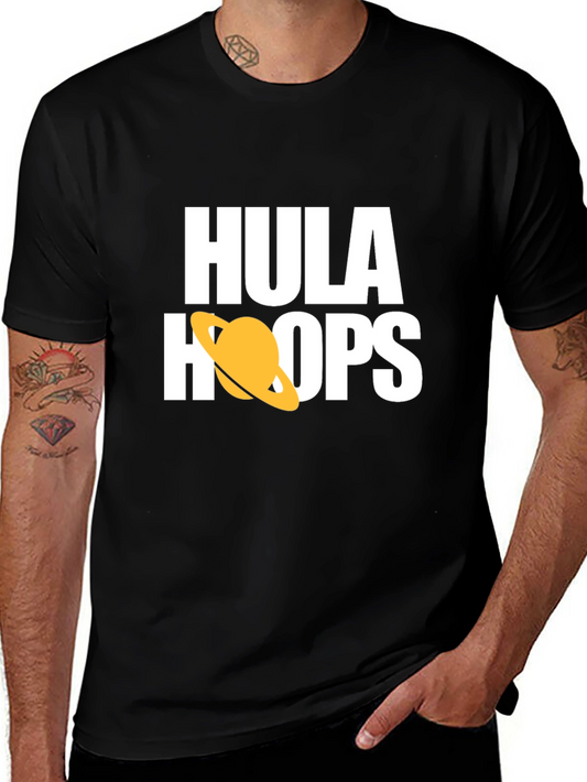 Hula Hoops Graphic Tee - Stylish Black Cotton T-Shirt