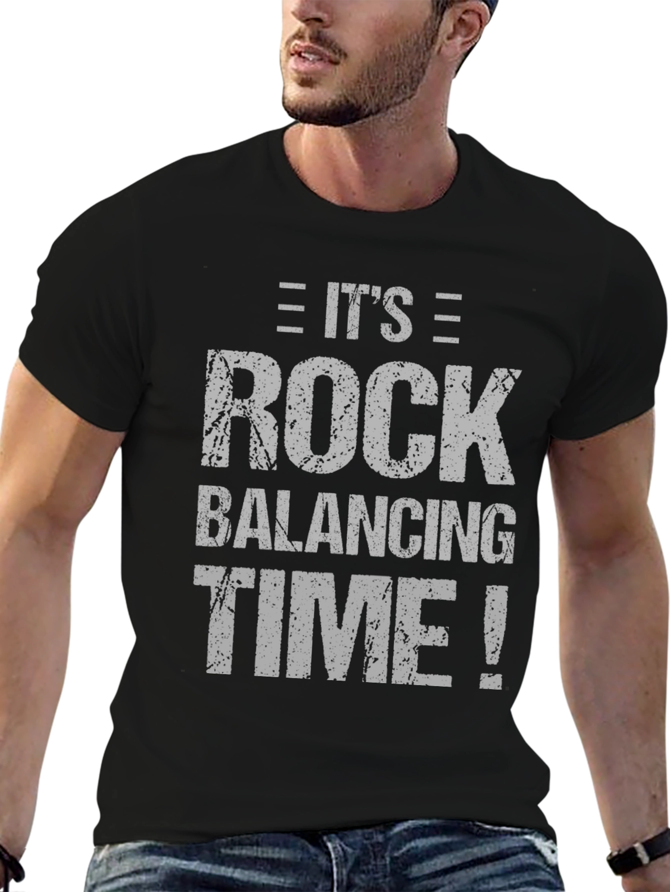 Its Rock Balancing Time Black T-Shirt