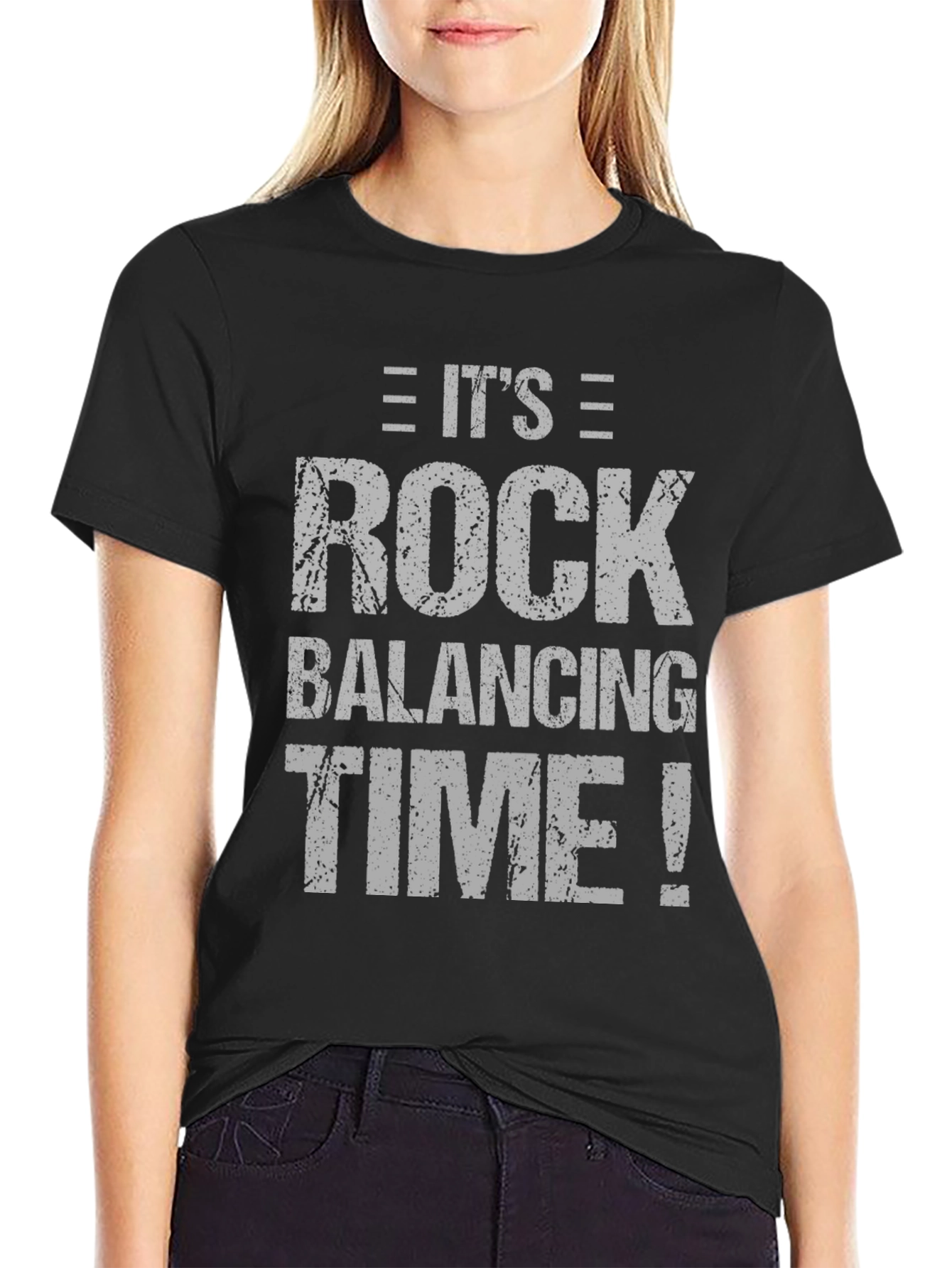 Its Rock Balancing Time Black T-Shirt