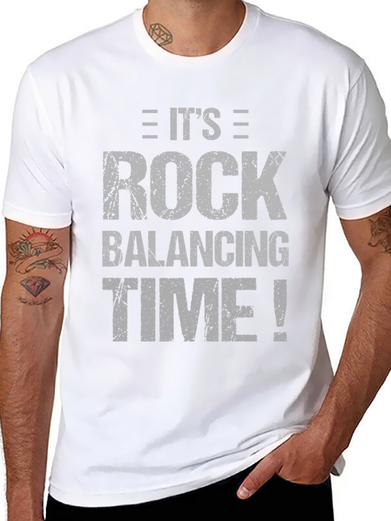 Its Rock Balancing Time Black T-Shirt