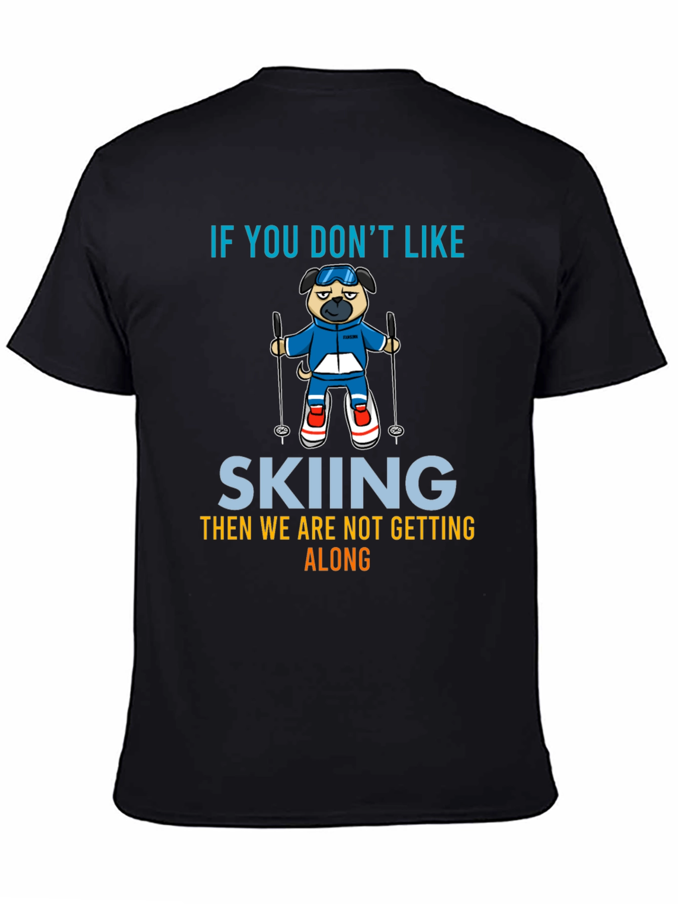 Skiing Pug Graphic Tee