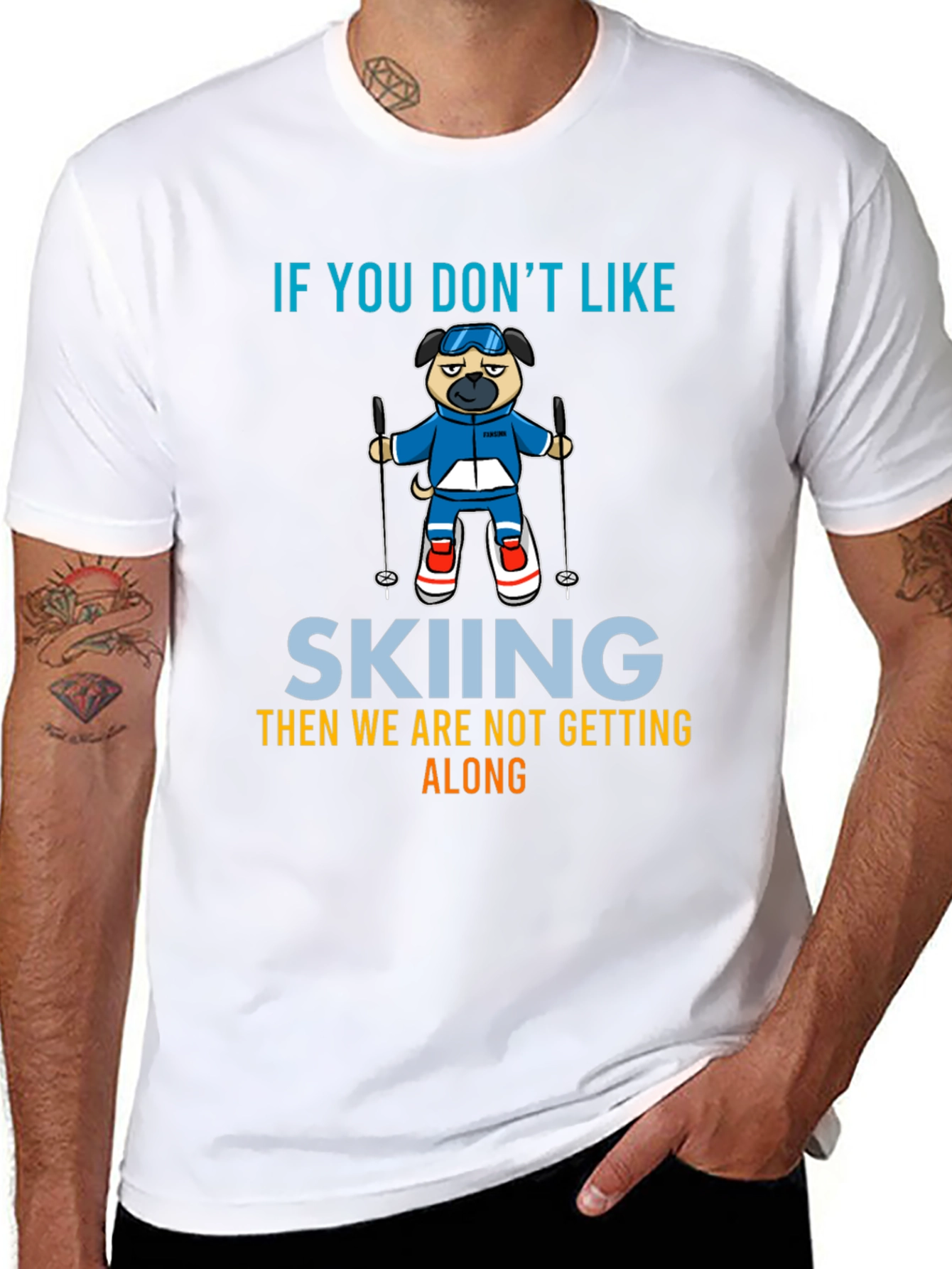 Skiing Pug Graphic Tee