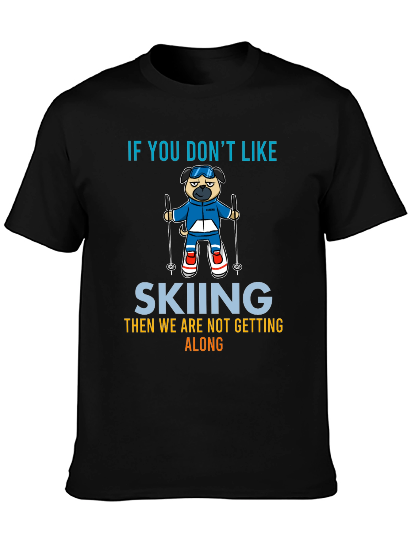 Skiing Pug Graphic Tee