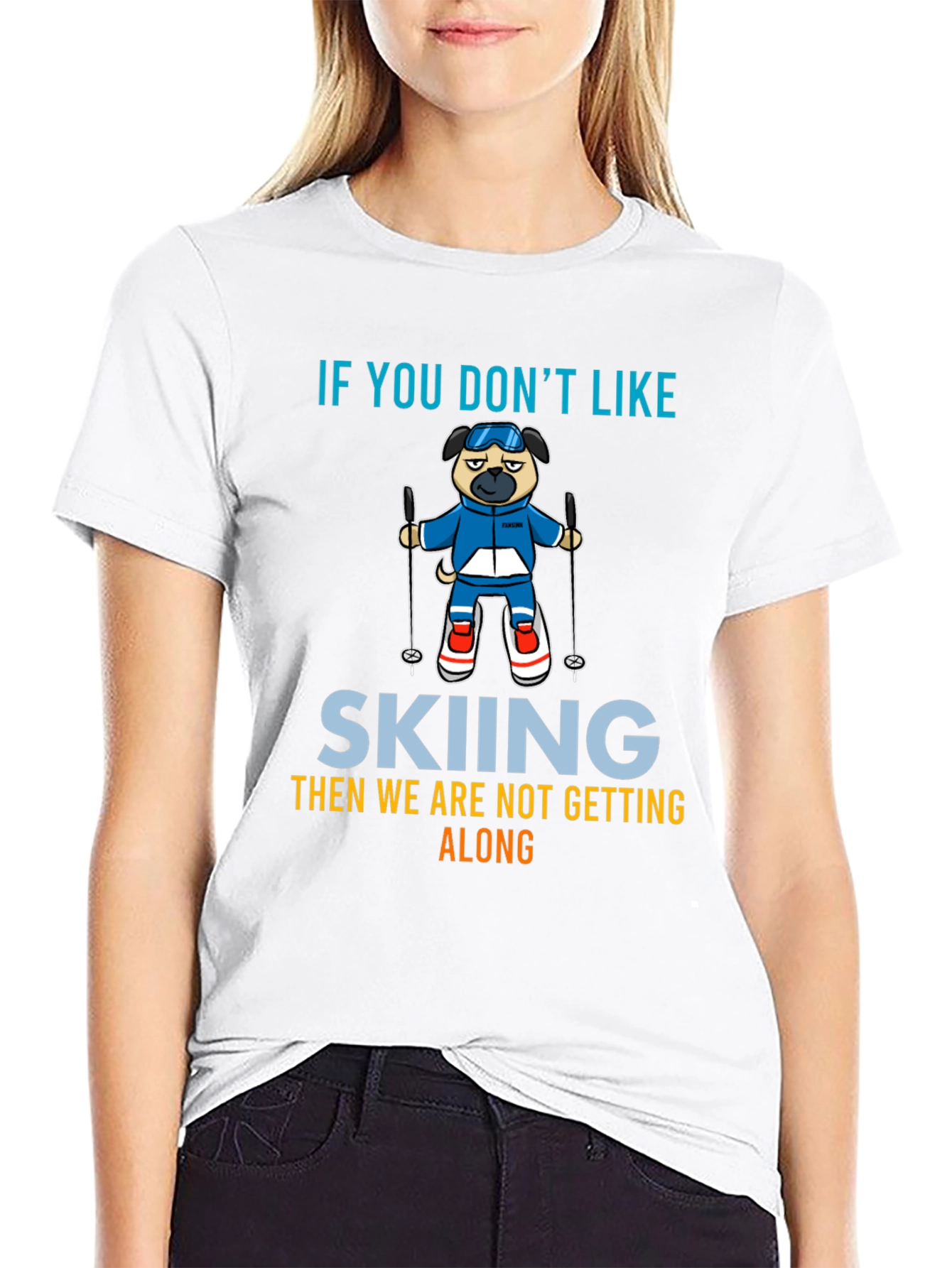 Skiing Pug Graphic Tee