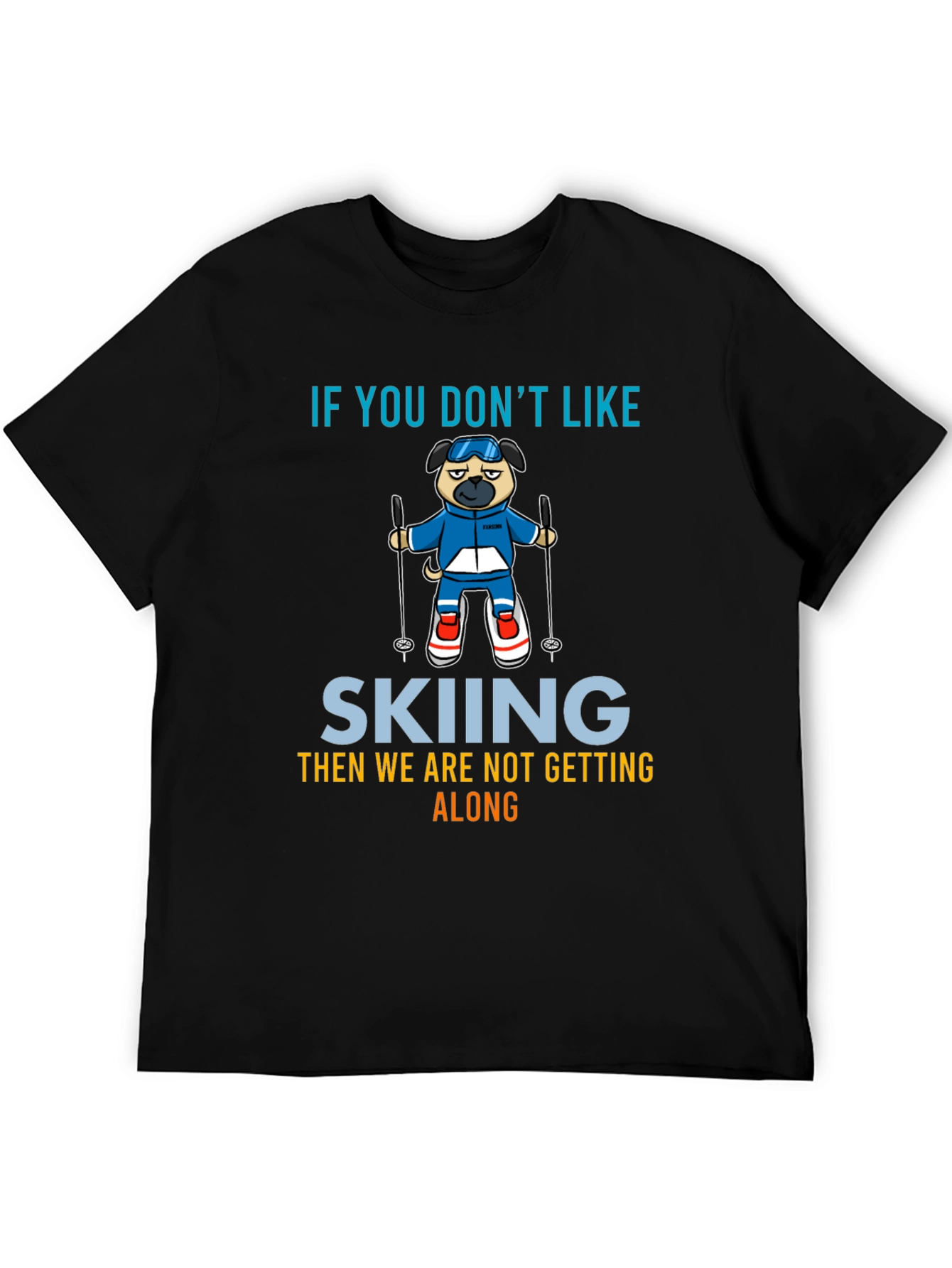 Skiing Pug Graphic Tee