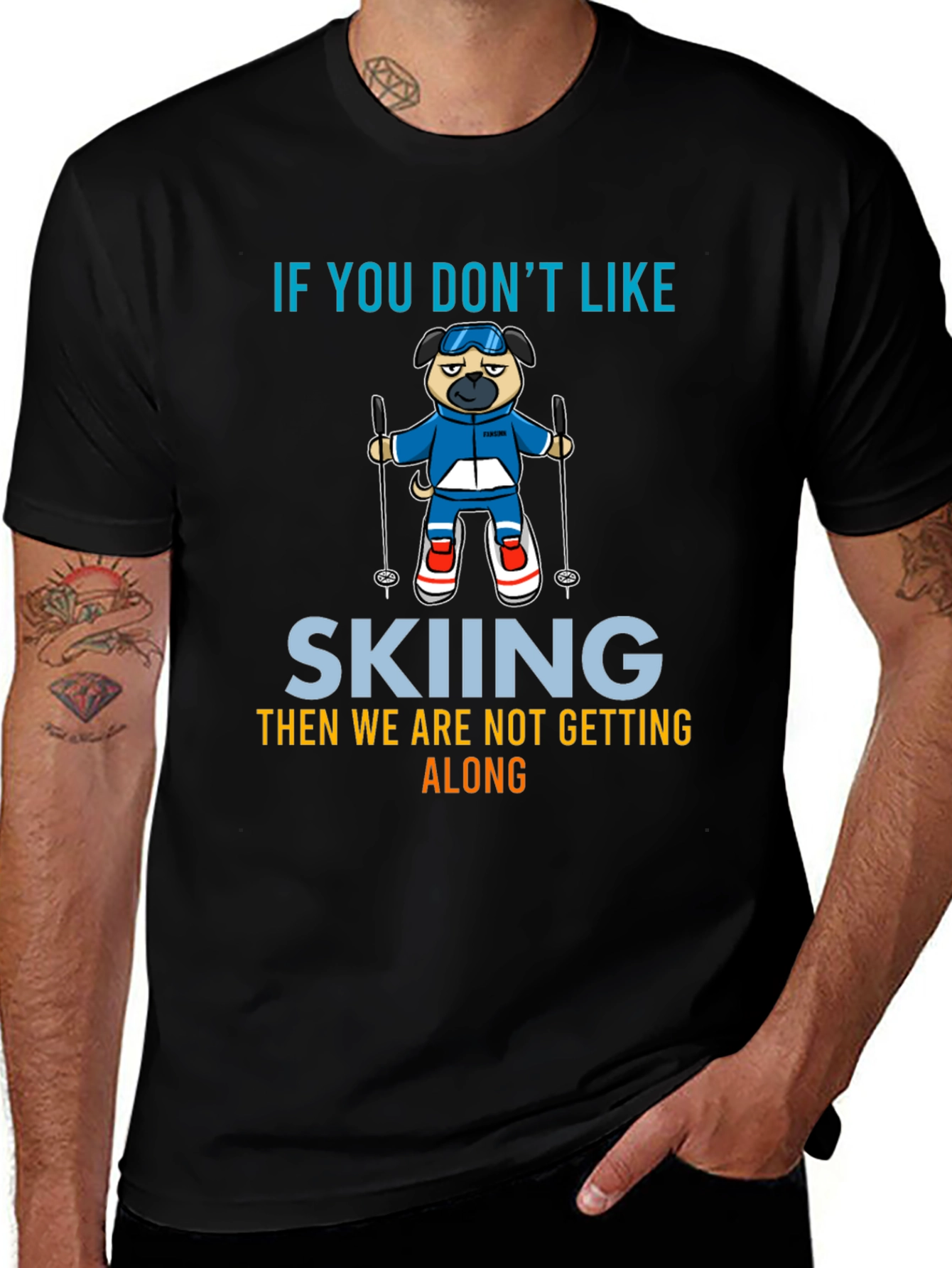 Skiing Pug Graphic Tee